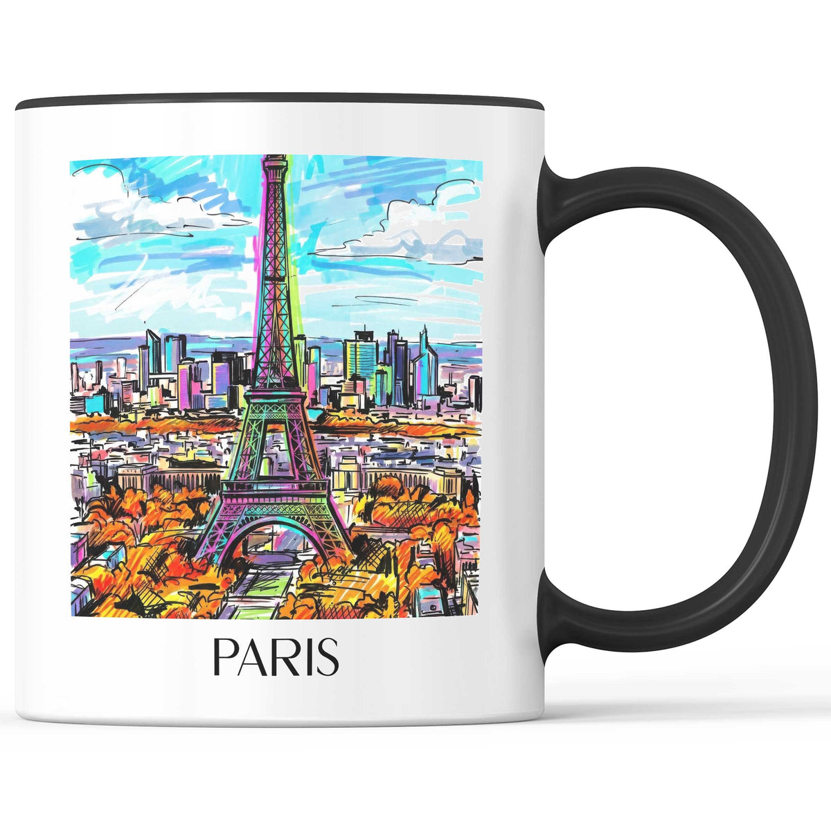Paris - Frankreich Becher - Kaffeetasse im Tag Graffiti Stil - favplace