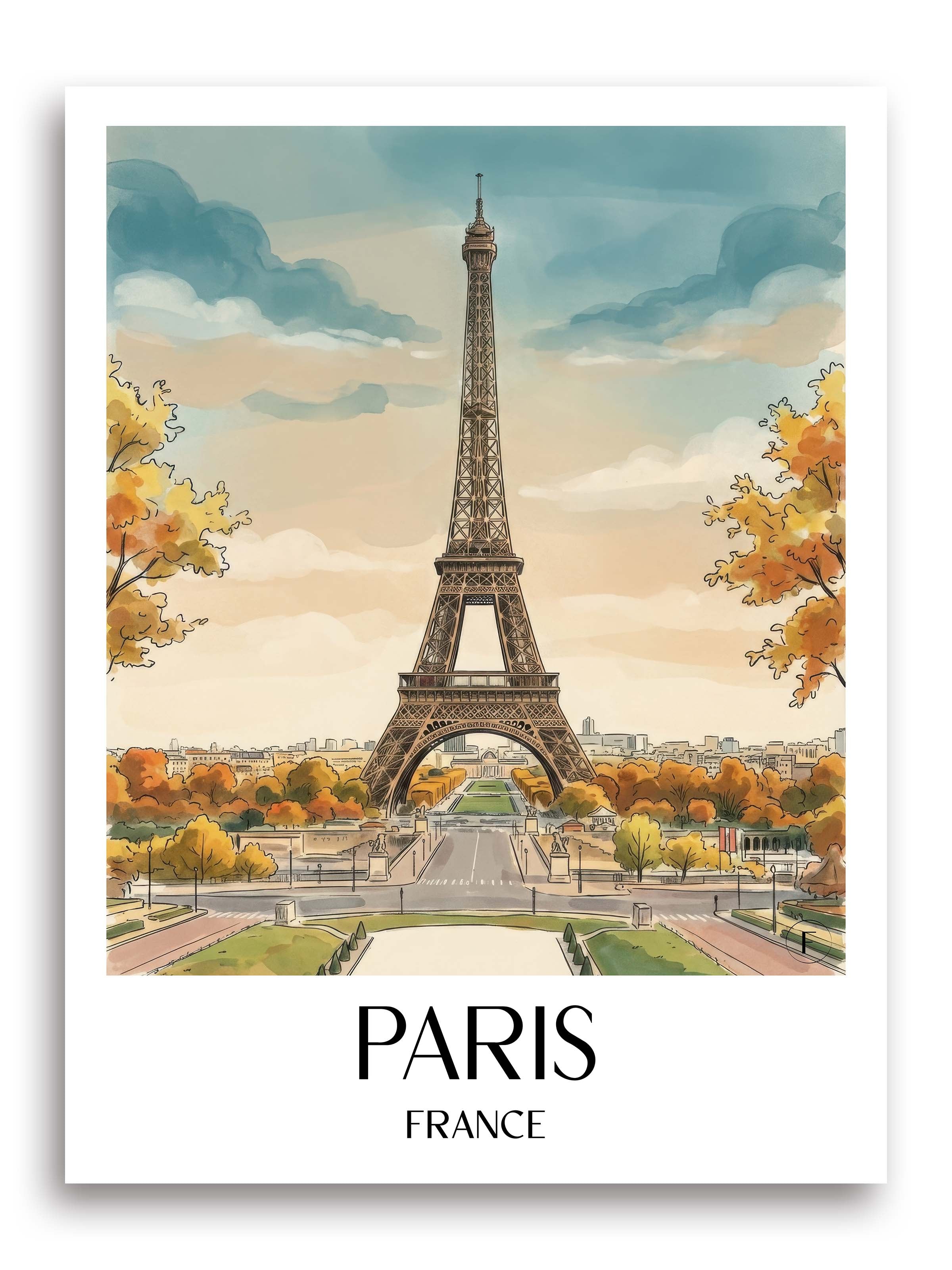 Paris Poster - Frankreich Kunstdruck - Aquarell von A4 bis A1 - favplace