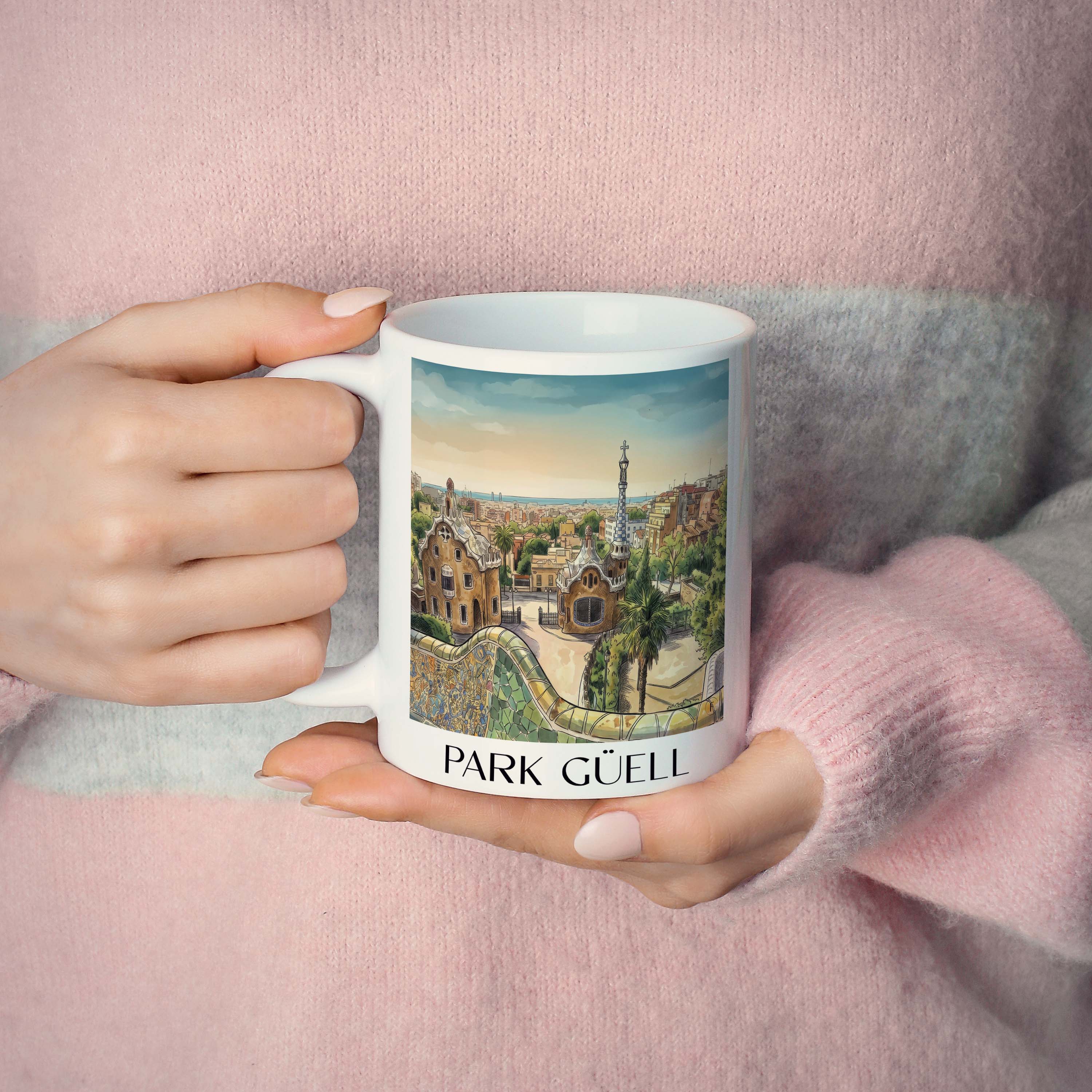 park-güell-barcelona-spanien-kaffeebecher-aquarell