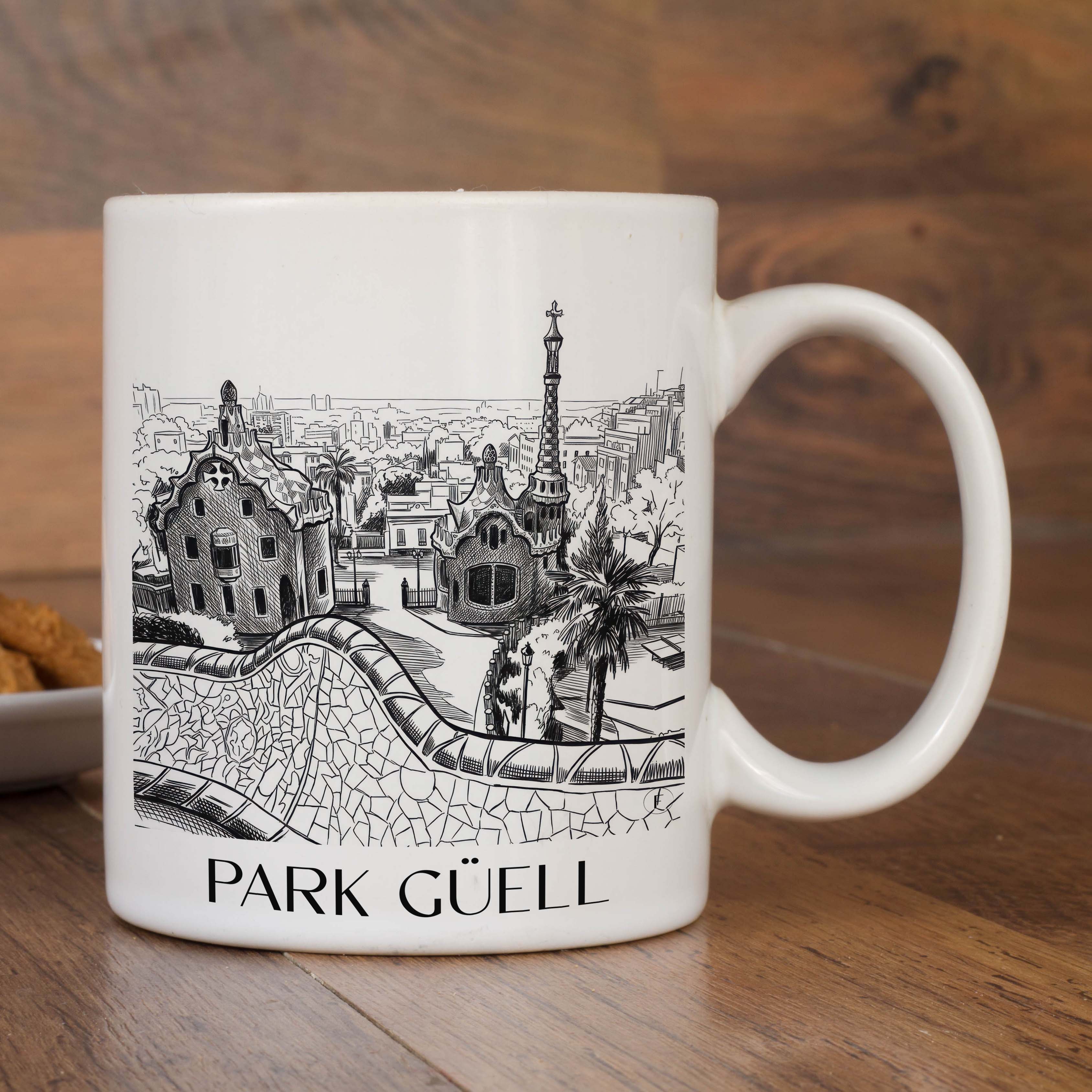 park-güell-barcelona-spanien-kaffeebecher-skizze