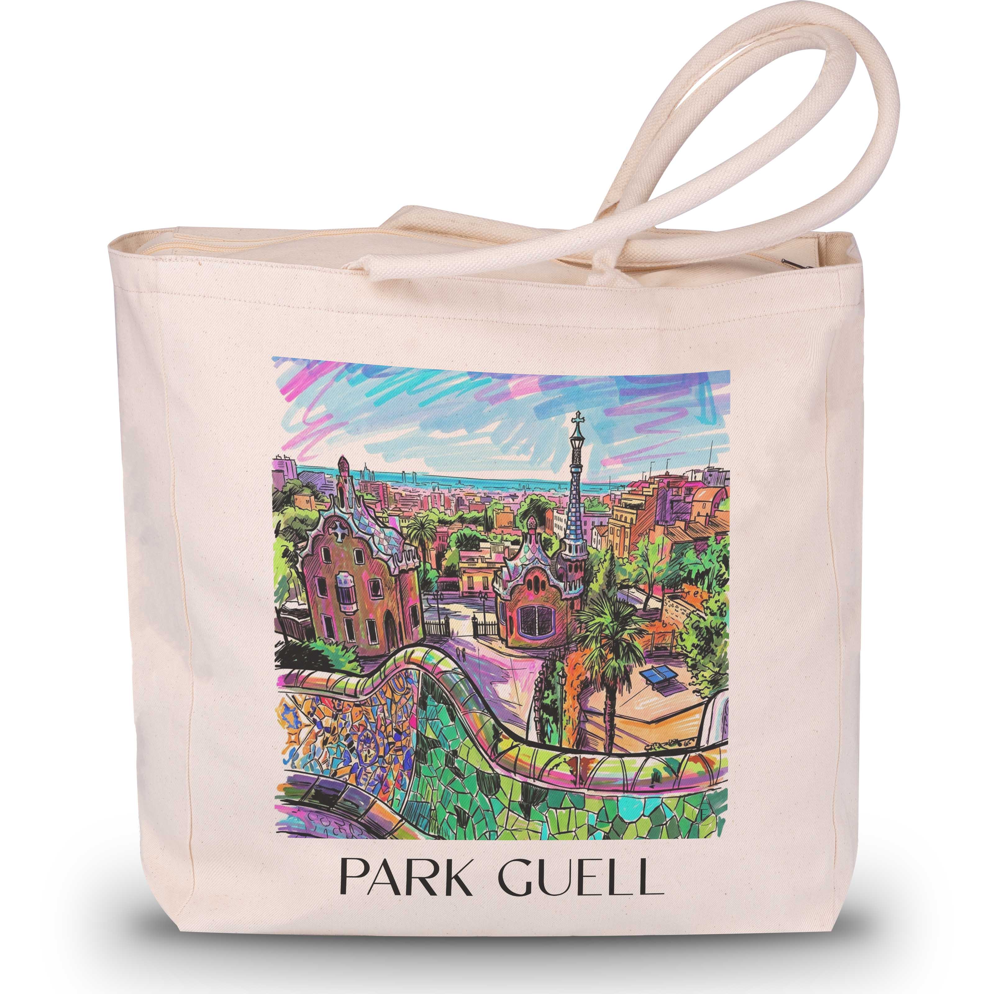 Park Güell Shopping Tasche - Barcelona - Spanien Tote Bag - Einkaufstasche im Tag Graffiti Stil - favplace