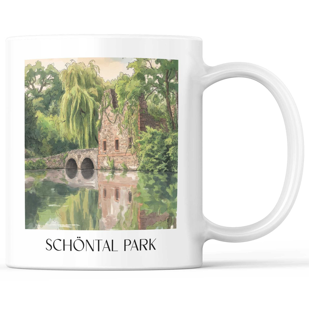 Park Schöntal Kaffeebecher - Aschaffenburg - Deutschland Becher - Kaffeetasse im Aquarell Stil - favplace