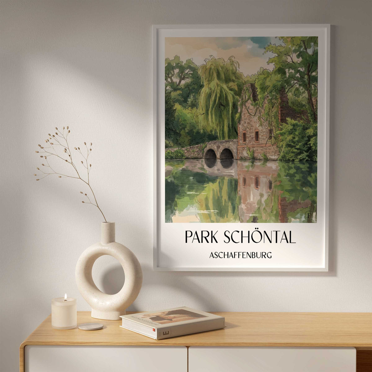 park-schöntal-aschaffenburg-deutschland-poster-aquarell