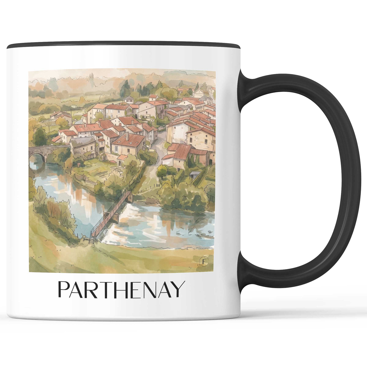 parthenay-deux-sèvres-frankreich-kaffeebecher-aquarell