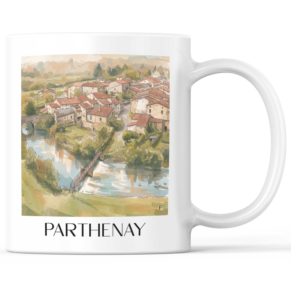 Parthenay Kaffeebecher - Deux-Sèvres - Frankreich Becher - Kaffeetasse im Aquarell Stil - favplace