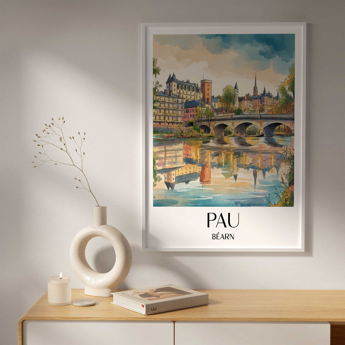 pau-béarn-frankreich-poster-aquarell