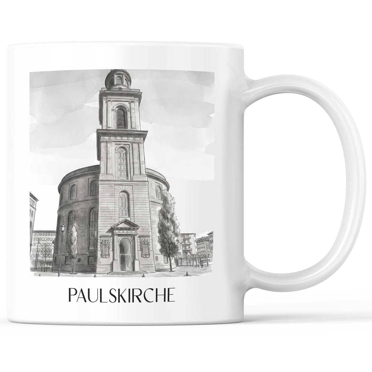 Paulskirche Kaffeebecher - Frankfurt - Deutschland Becher - Kaffeetasse im Aquarell Schwarz-Weiß Stil - favplace