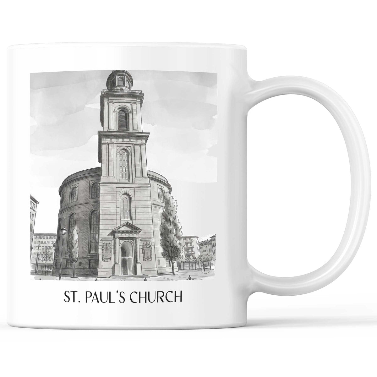 Paulskirche Kaffeebecher - Frankfurt - Deutschland Becher - Kaffeetasse im Aquarell Schwarz-Weiß Stil - favplace