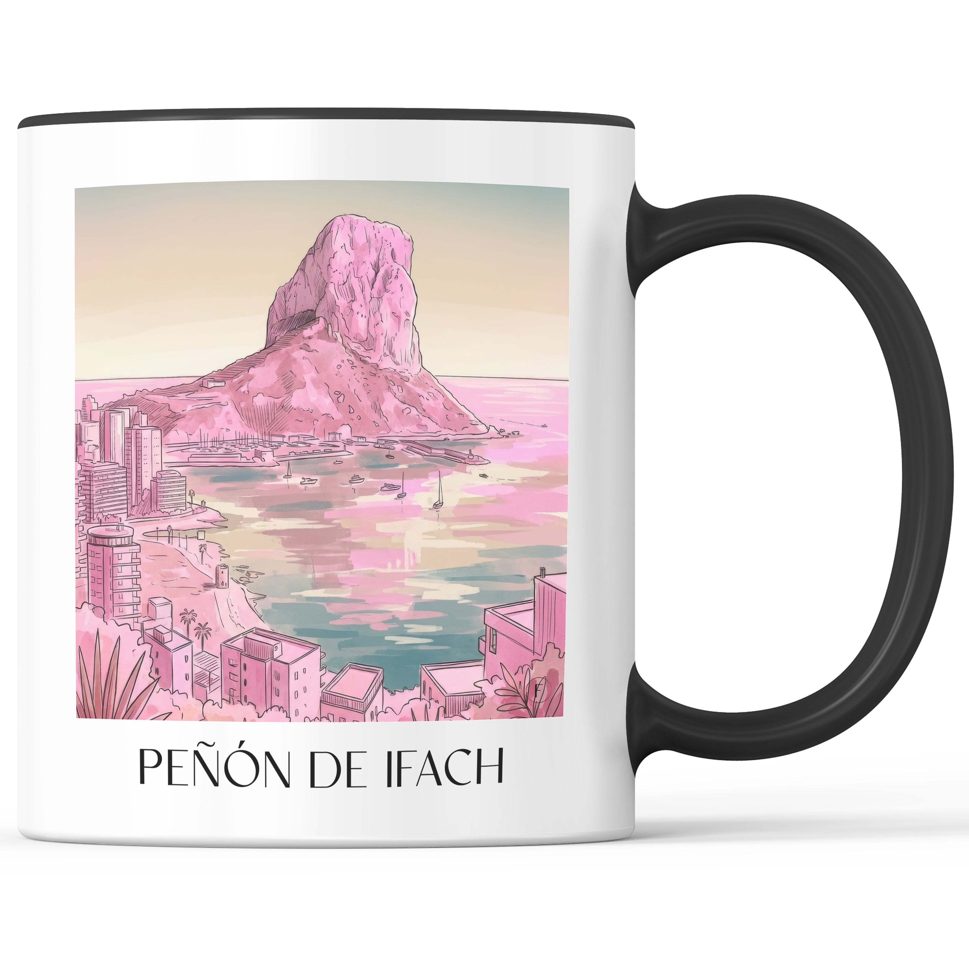 peñón-de-ifach-calpe-spanien-kaffeebecher-aquarell-pink-rosa