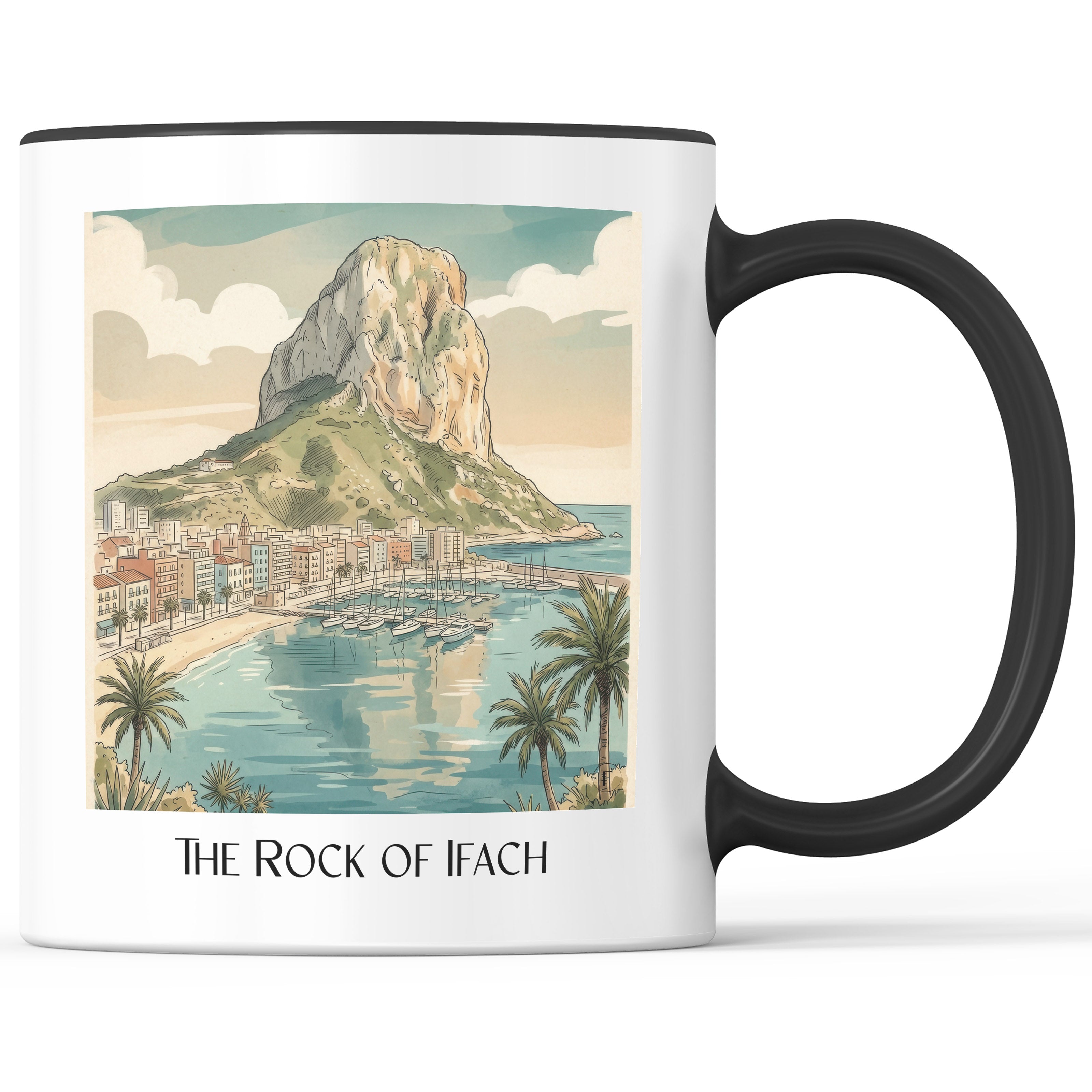 Peñón de Ifach Kaffeebecher - Calpe - Spanien Becher - Kaffeetasse im Aquarell Stil - favplace