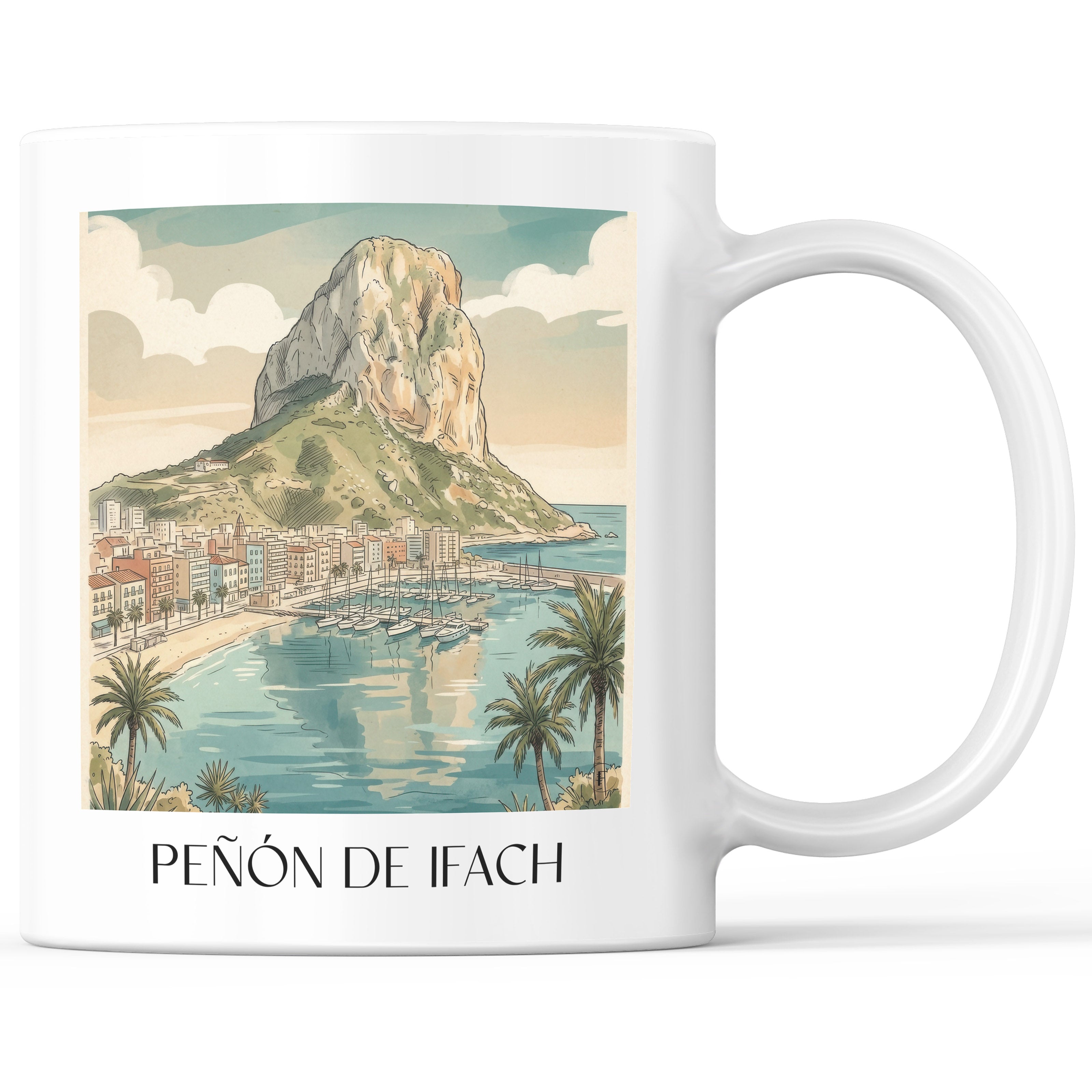 Peñón de Ifach Kaffeebecher - Calpe - Spanien Becher - Kaffeetasse im Aquarell Stil - favplace