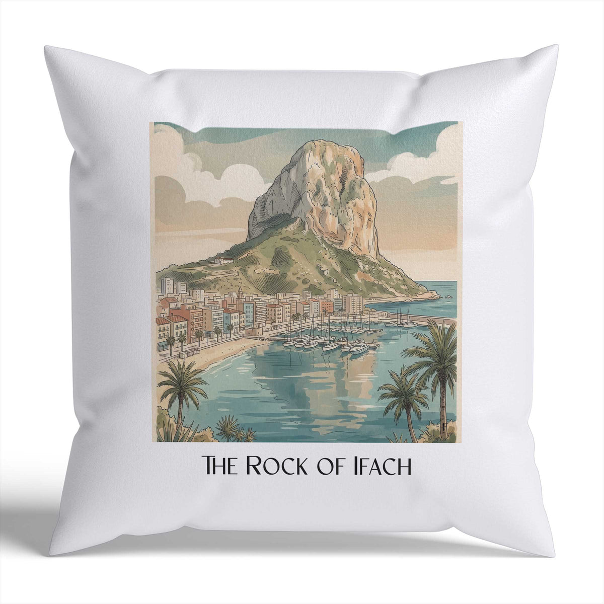 Peñón de Ifach Kissenhülle - Zierkissen Bezug - Calpe - Spanien Kissen bzw. Kissenbezug im Aquarell Stil - favplace