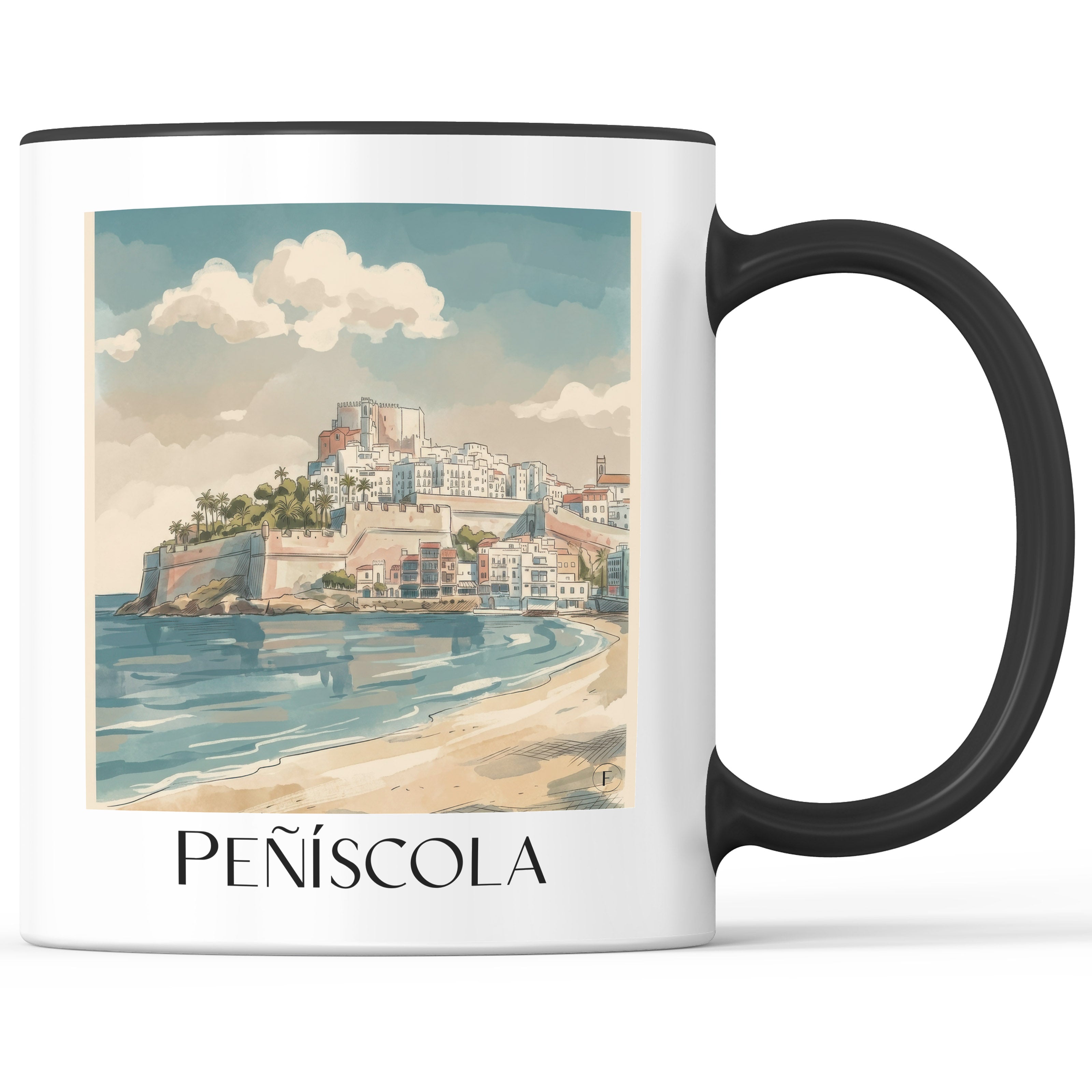 Peñíscola Kaffeebecher - Spanien - Spanien Becher - Kaffeetasse im Aquarell Stil - favplace