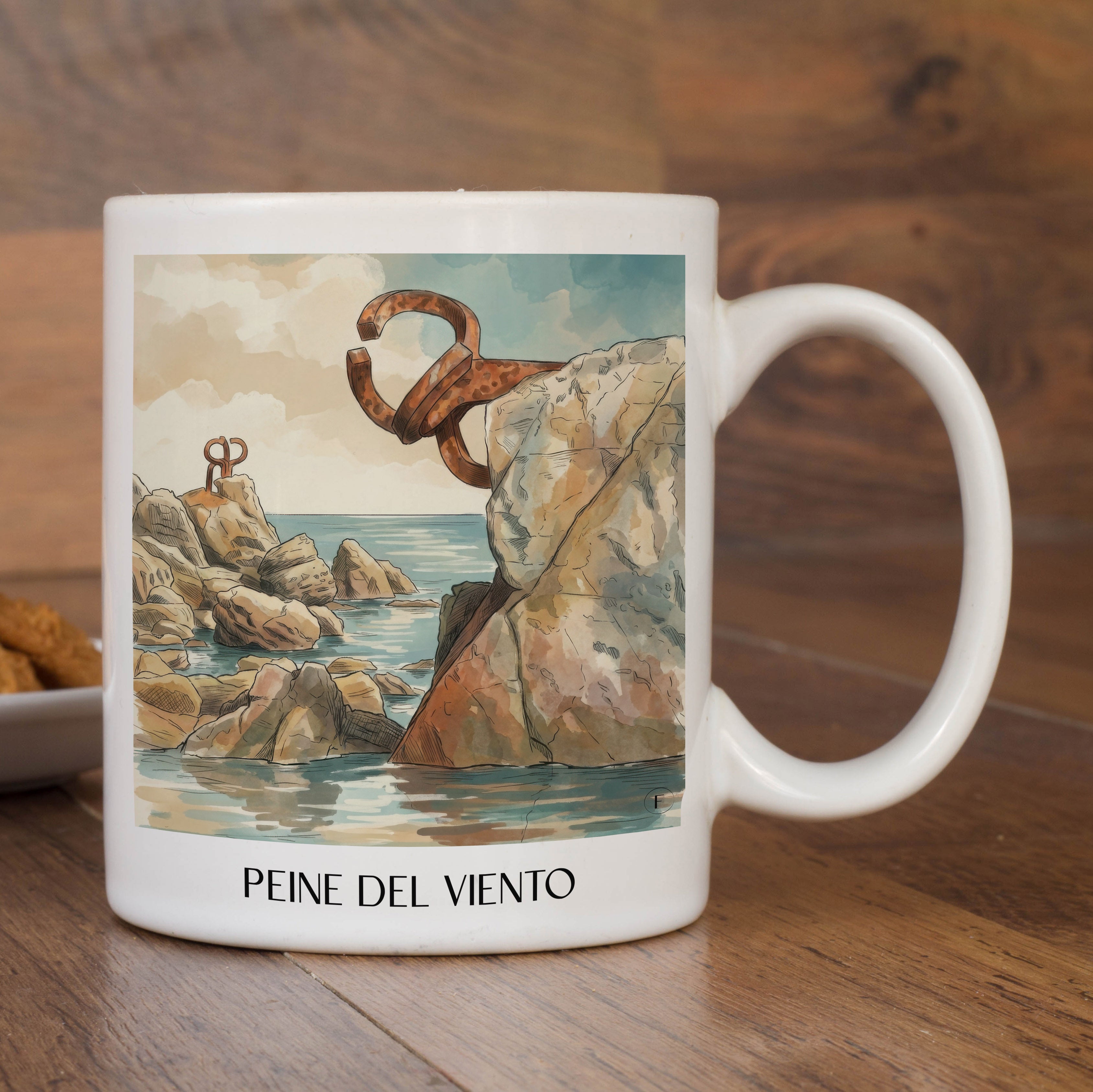 peine-del-viento-san-sebastián-spanien-kaffeebecher-aquarell