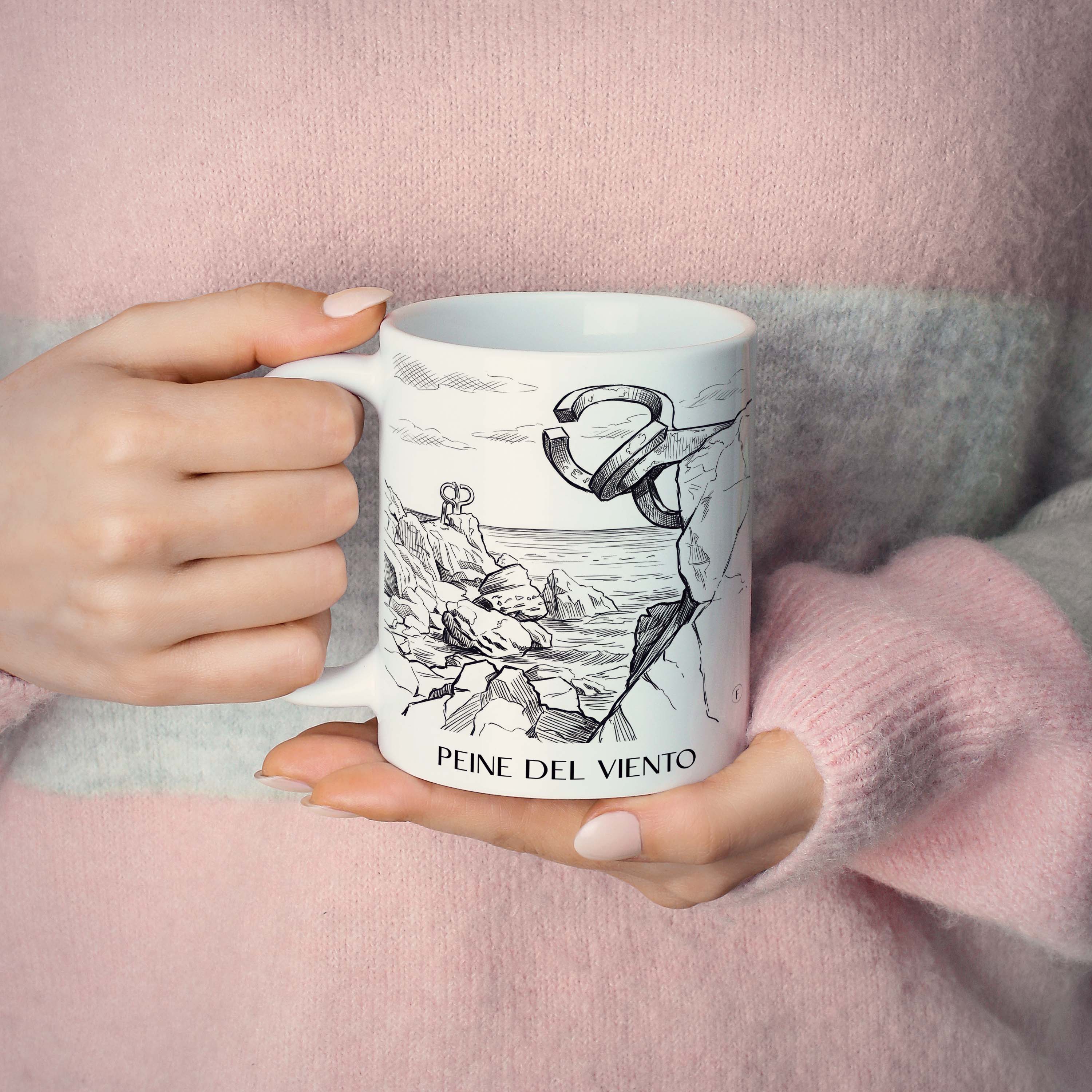 peine-del-viento-san-sebastián-spanien-kaffeebecher-skizze