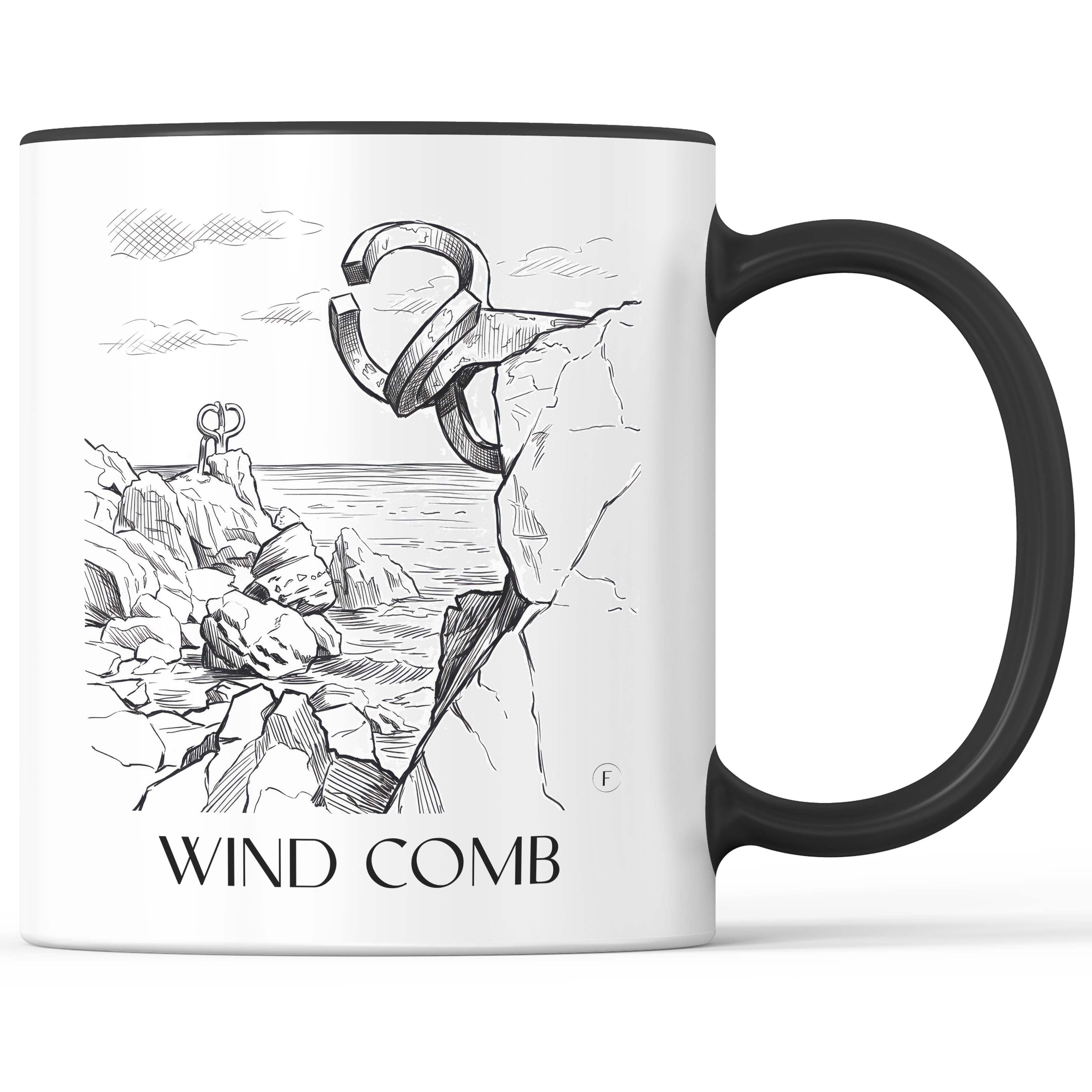 Peine del Viento Kaffeebecher - San Sebastián - Spanien Becher - Kaffeetasse im Skizze Stil - favplace