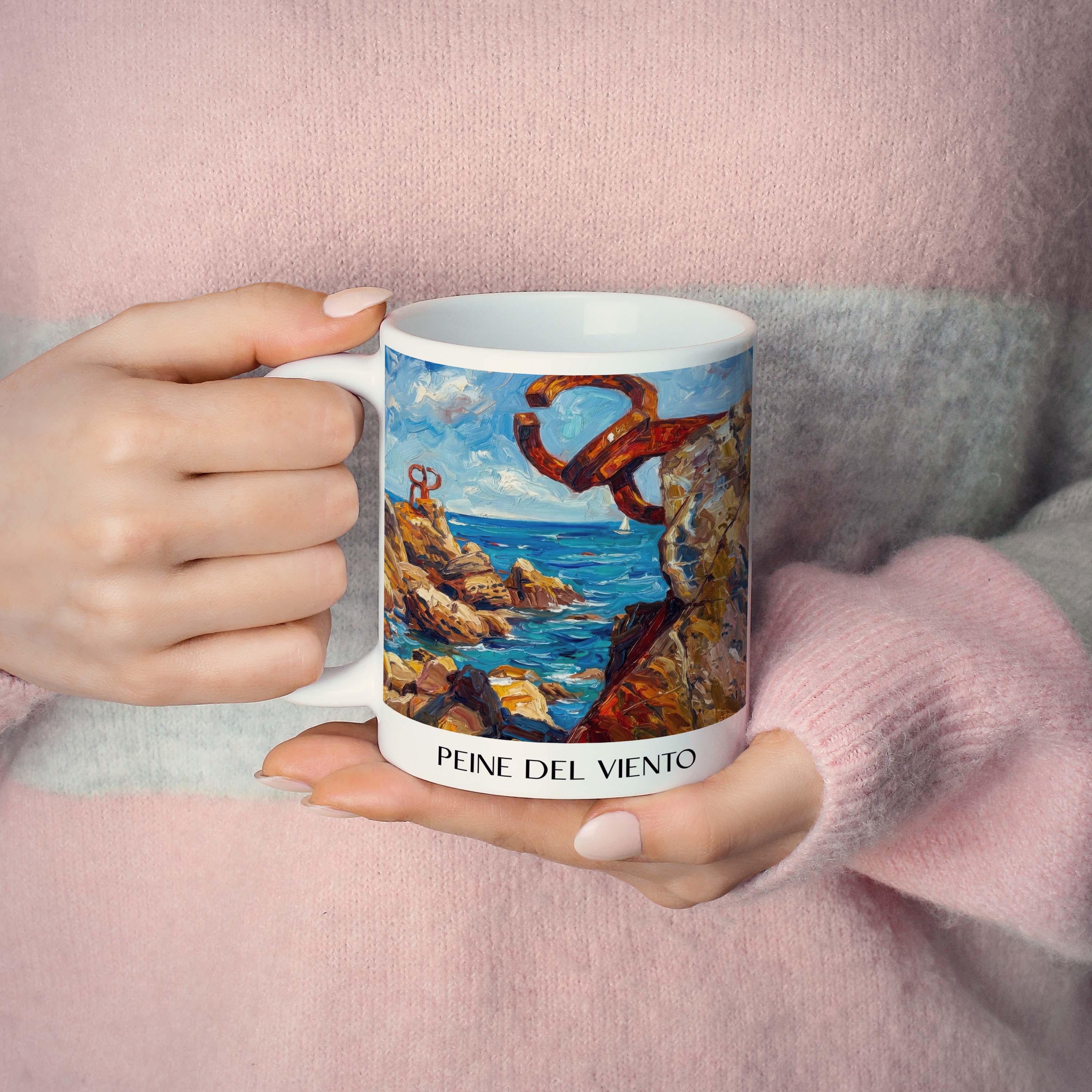 peine-del-viento-san-sebastián-spanien-kaffeebecher-oil-painting-oelgemaelde