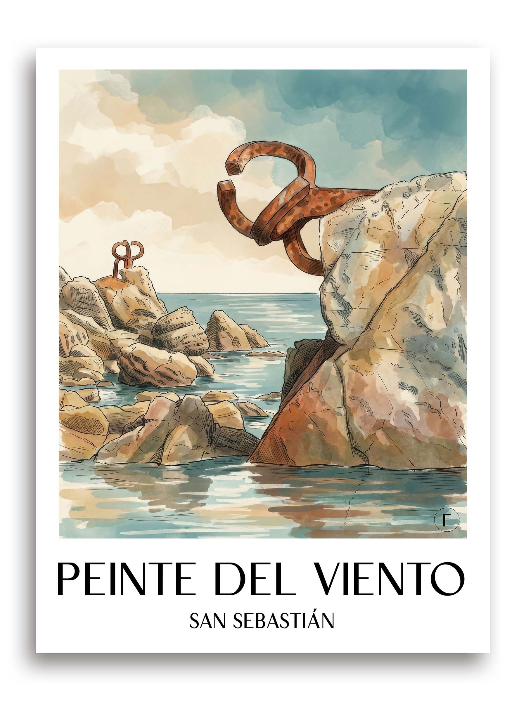 peine-del-viento-san-sebastián-spanien-poster-aquarell