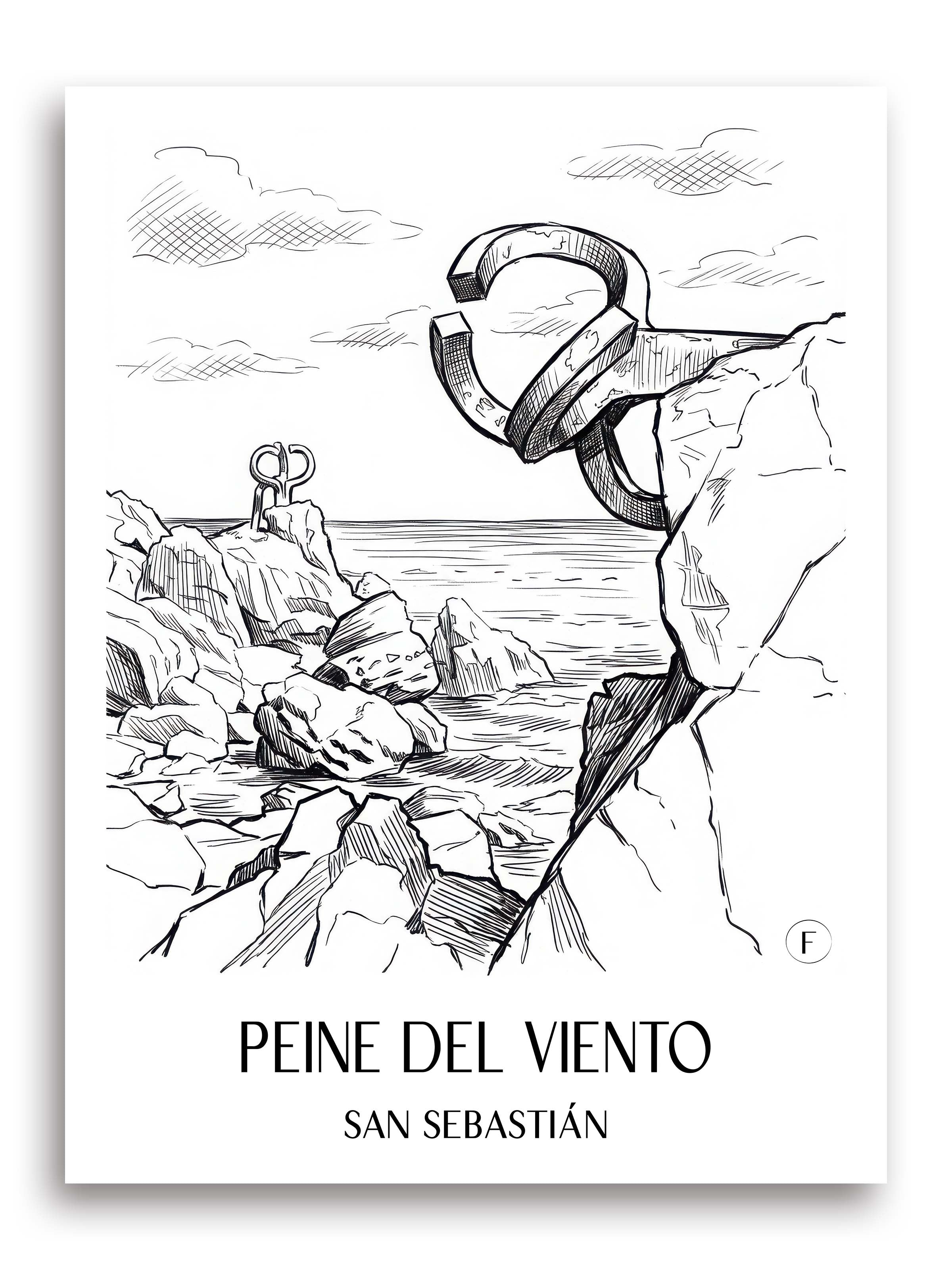 peine-del-viento-san-sebastián-spanien-poster-skizze