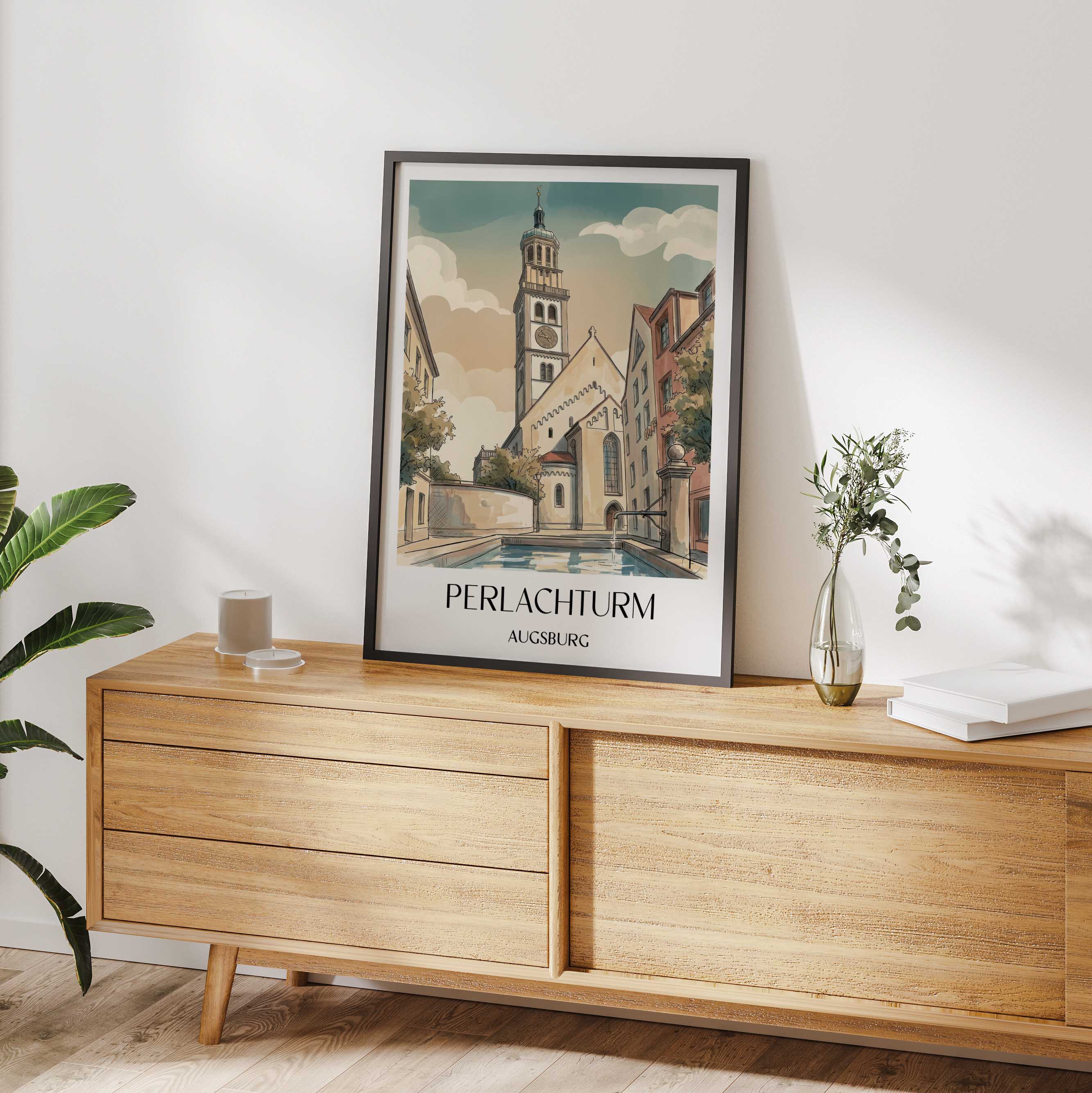 perlachturm-augsburg-deutschland-poster-aquarell
