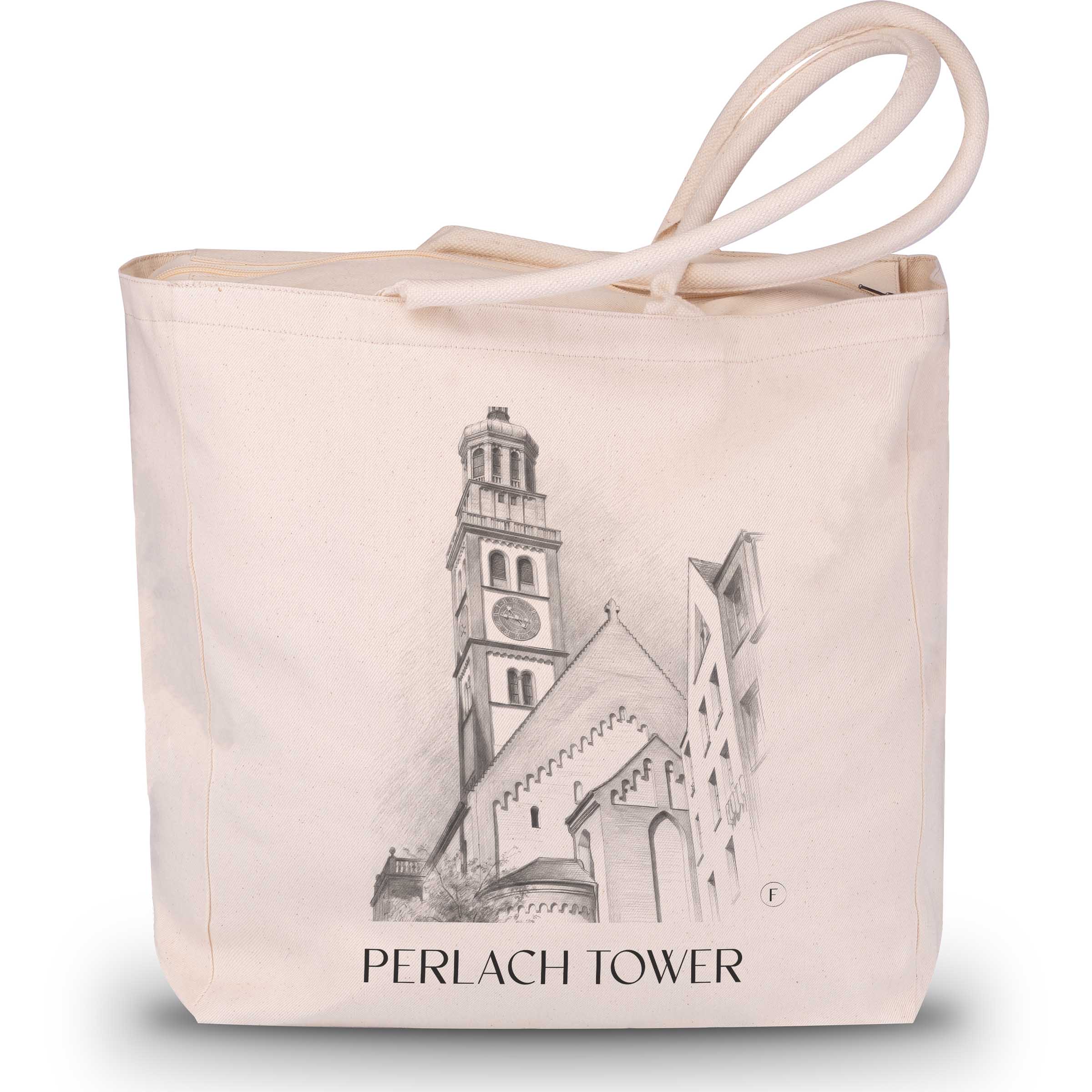Perlachturm Shopping Tasche - Augsburg - Deutschland Tote Bag - Einkaufstasche im Zeichnung Stil