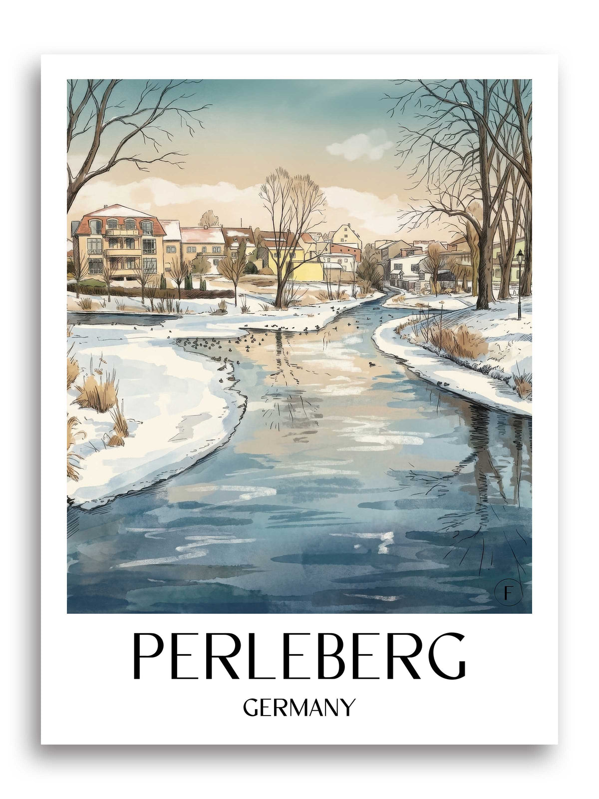 Perleberg Poster - Prignitz - Deutschland Kunstdruck - Aquarell von A4 bis A1 - favplace