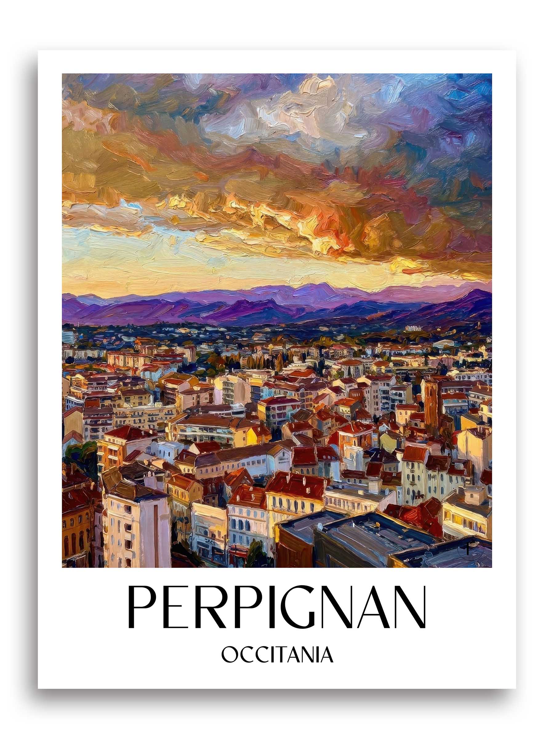 Perpignan Poster - Okzitanien - Frankreich Kunstdruck - Ölgemälde von A4 bis A1 - favplace