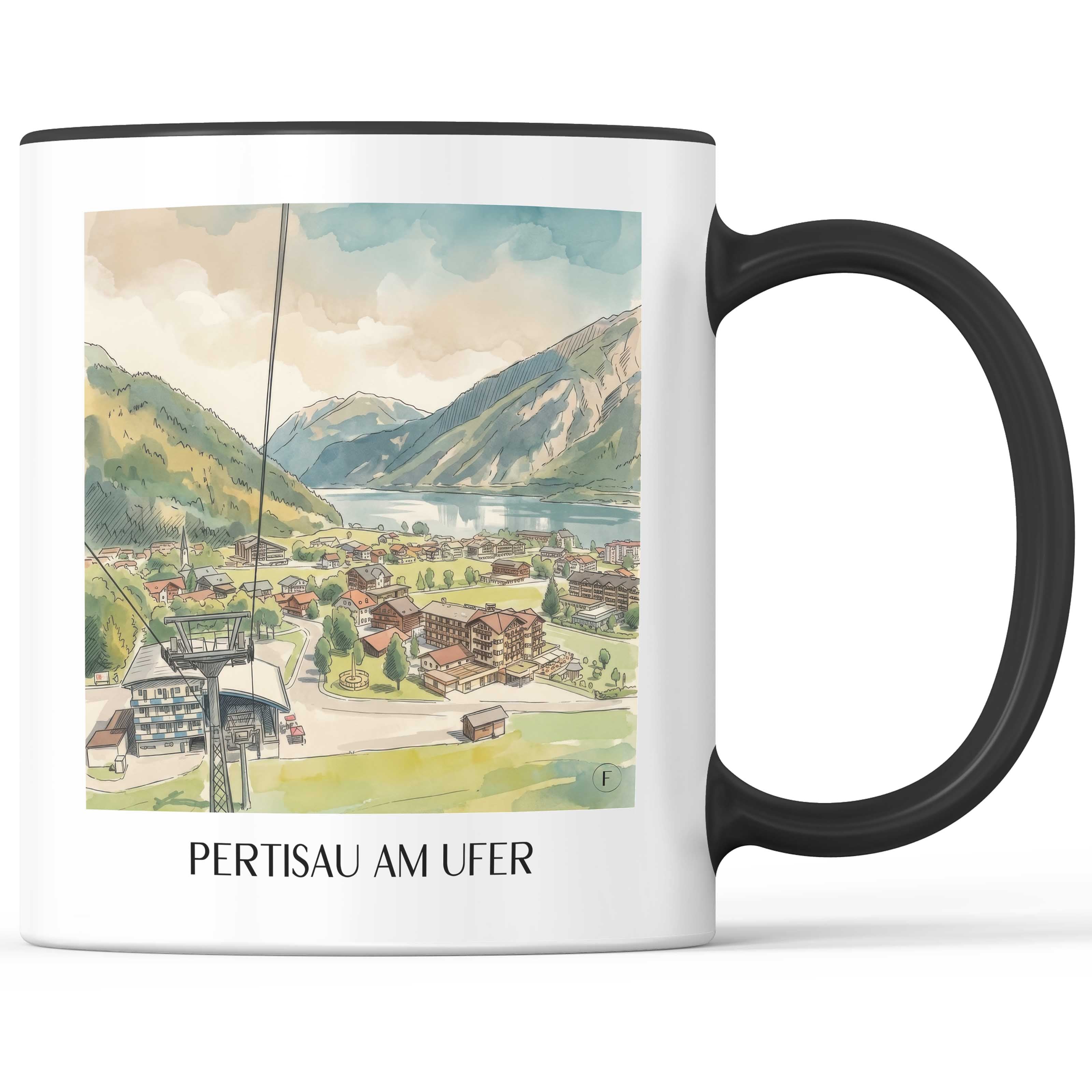 pertisau-am-ufer-achensee-österreich-kaffeebecher-aquarell