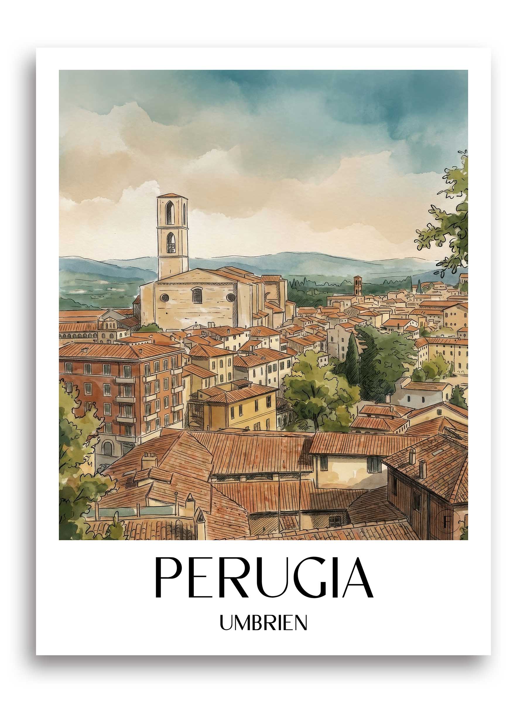 perugia-umbrien-italien-poster-aquarell