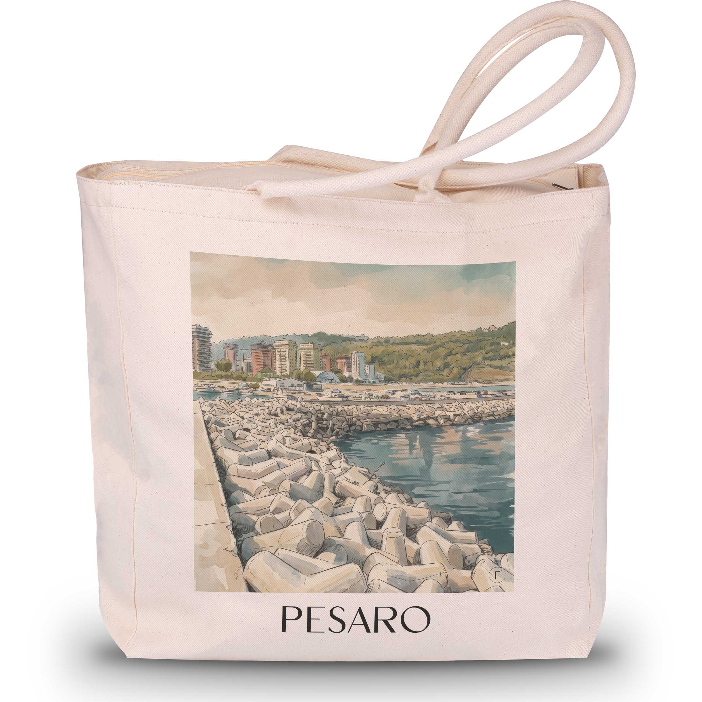Pesaro Shopping Tasche - Marken - Italien Tote Bag - Einkaufstasche im Aquarell Stil - favplace