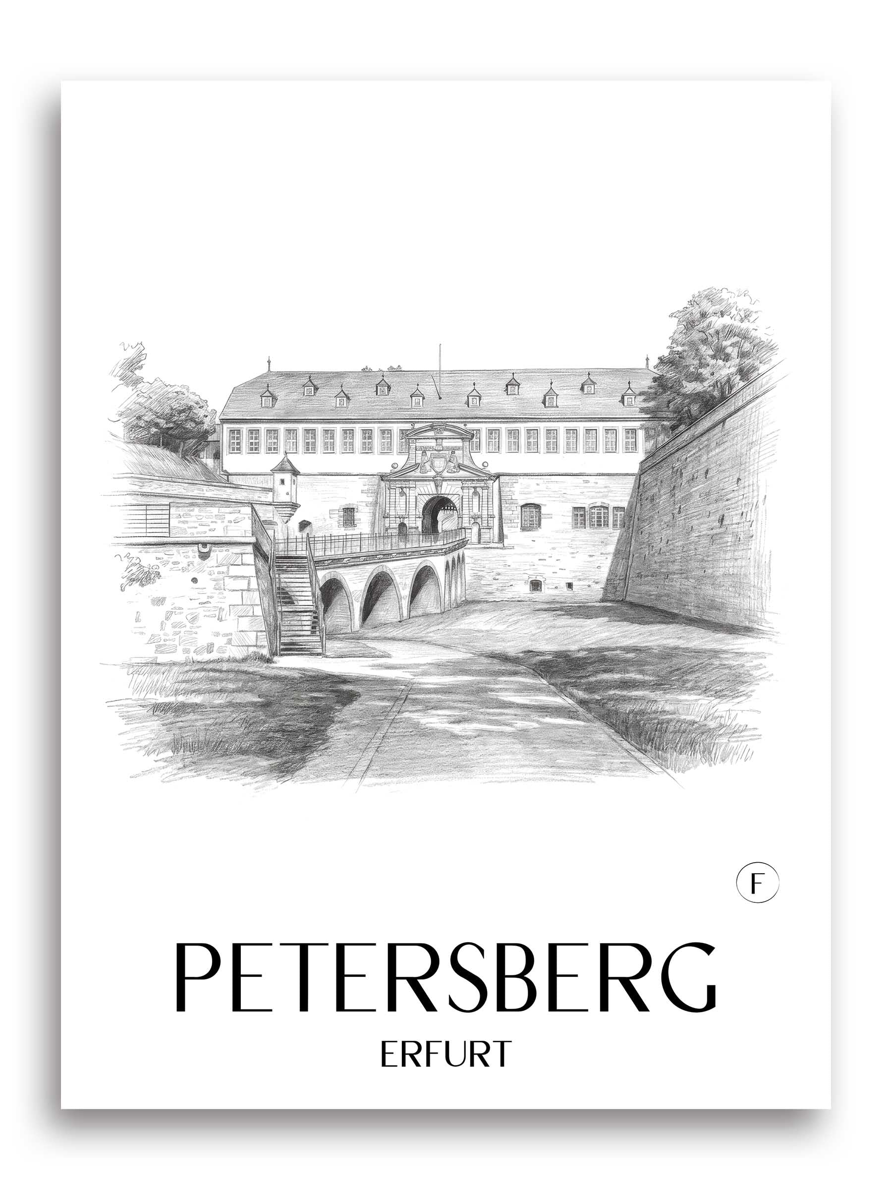 Petersberg Poster - Erfurt - Deutschland Kunstdruck - Zeichnung von A4 bis A1