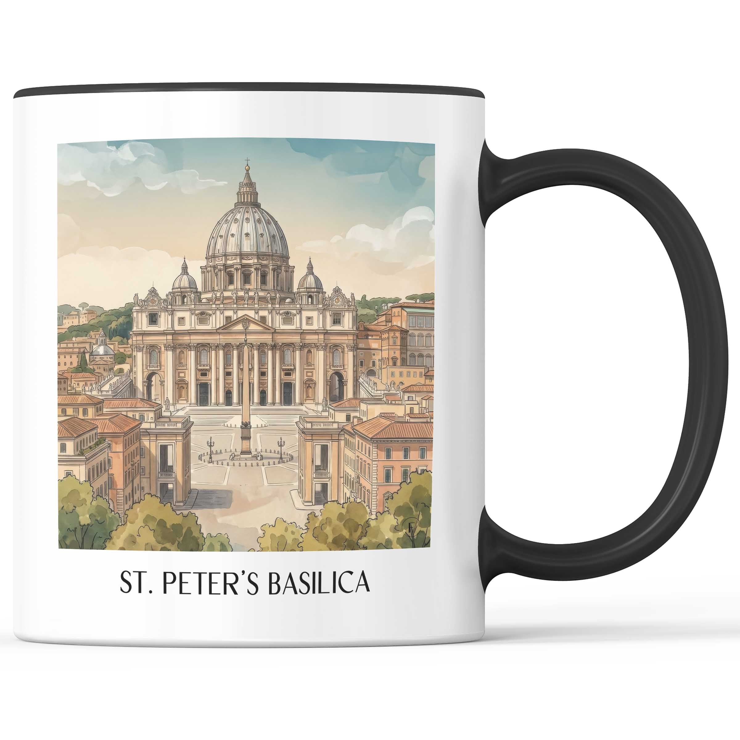 Petersdom Kaffeebecher - Vatikanstadt - Italien Becher - Kaffeetasse im Aquarell Stil - favplace