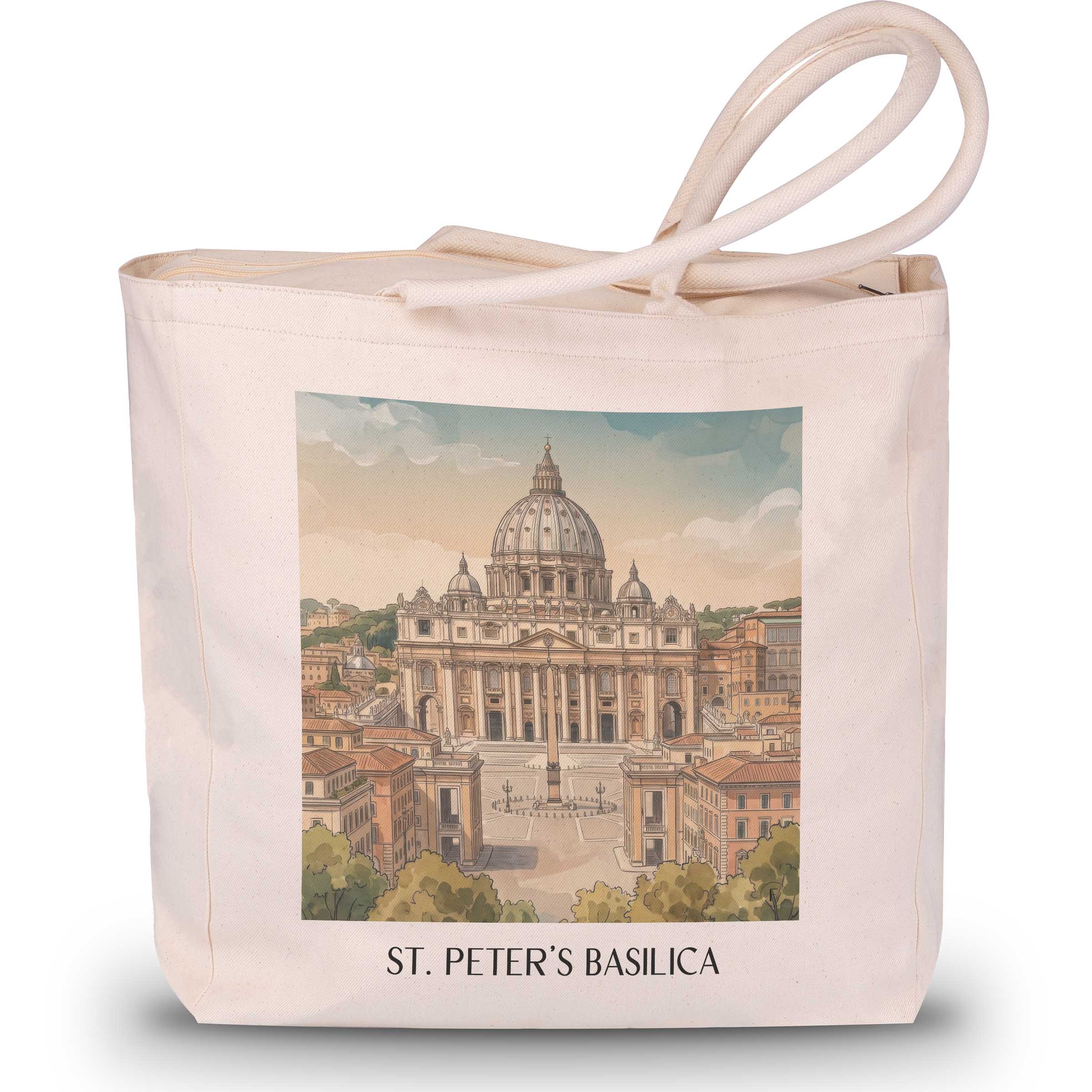 Petersdom Shopping Tasche - Vatikanstadt - Italien Tote Bag - Einkaufstasche im Aquarell Stil - favplace