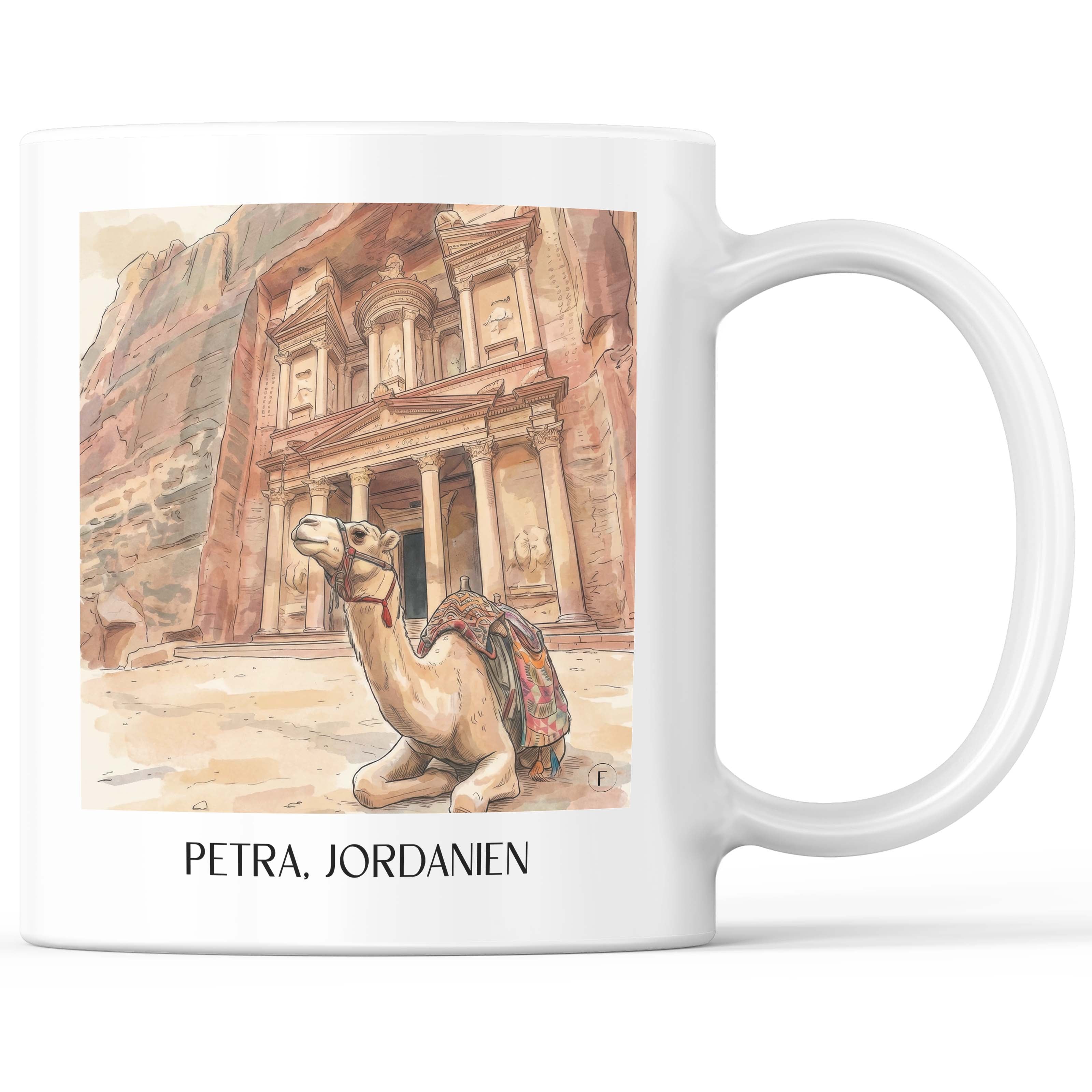 Petra, Jordanien - Jordanien Becher - Kaffeetasse im Aquarell Stil - favplace