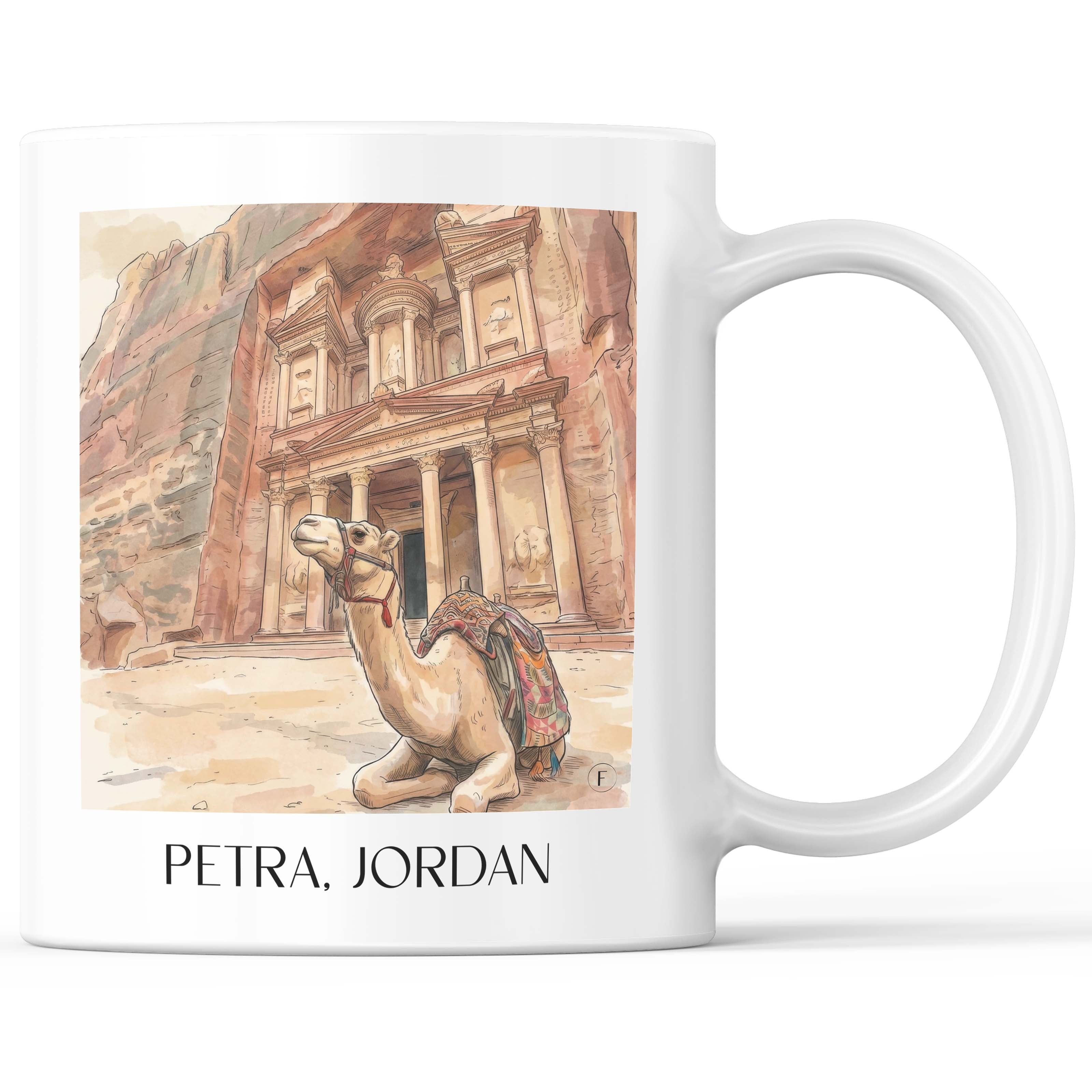 Petra, Jordanien - Jordanien Becher - Kaffeetasse im Aquarell Stil - favplace