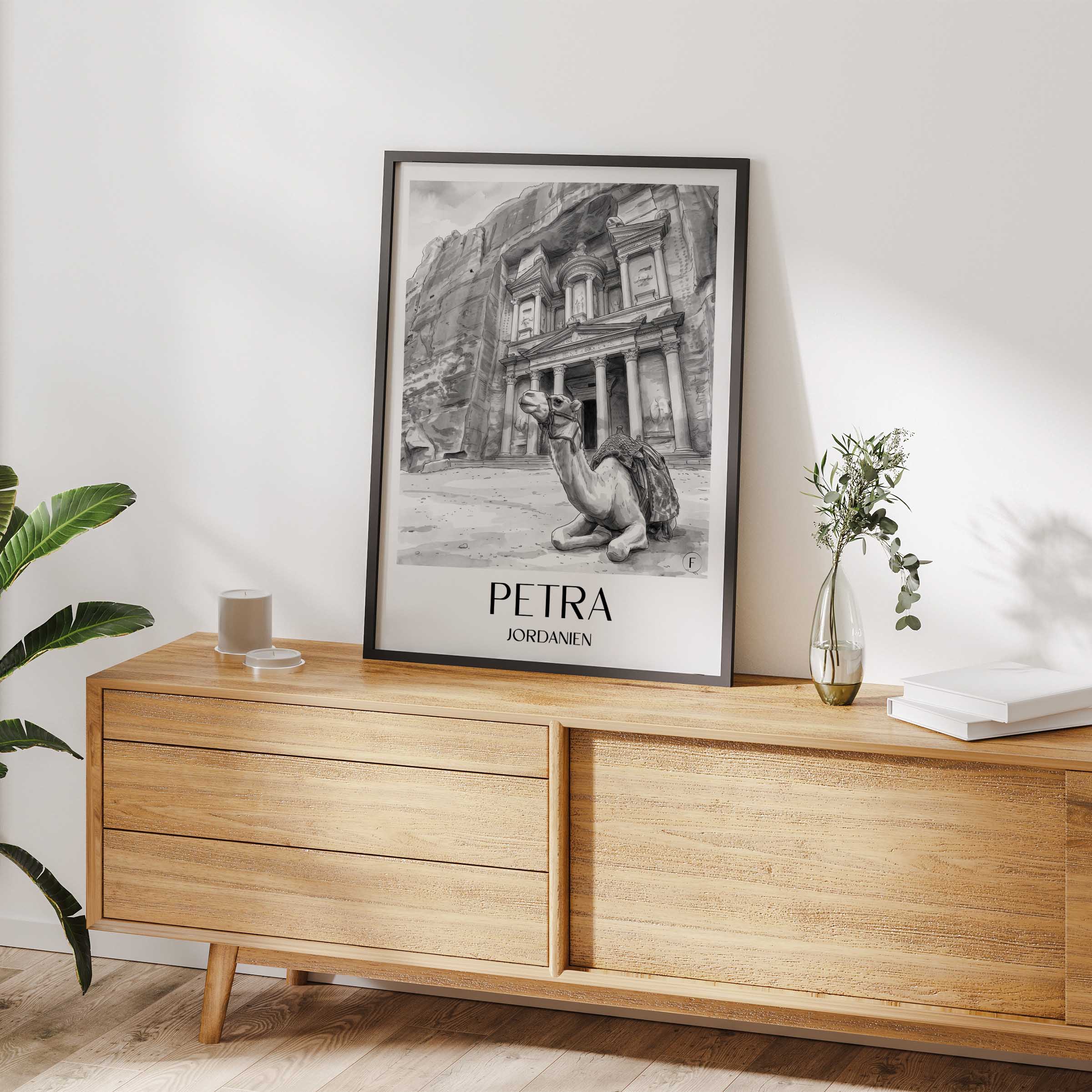 petra,-jordanien-jordanien-poster-aquarell-schwarz-weiss
