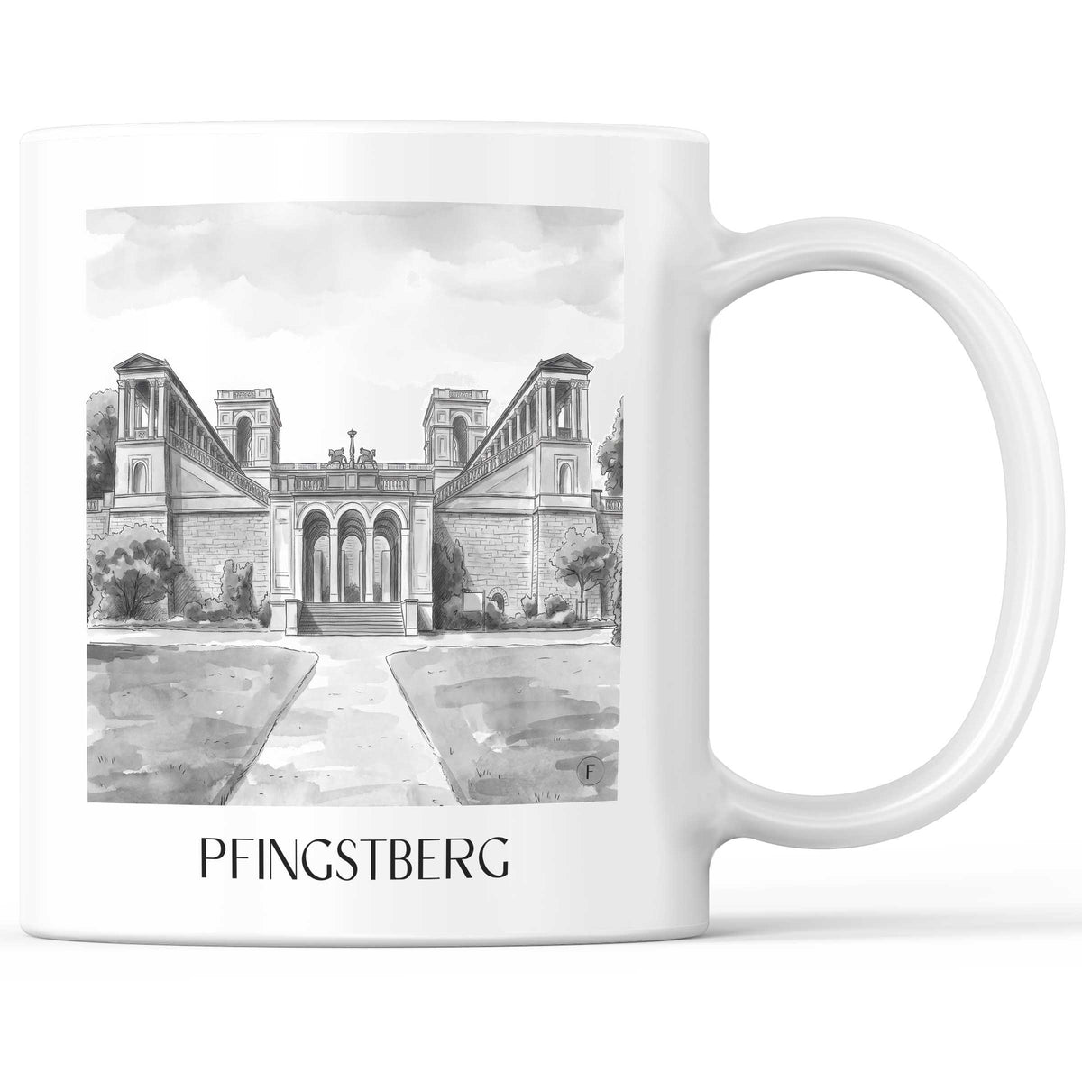 Pfingstberg Kaffeebecher - Potsdam - Deutschland Becher - Kaffeetasse im Aquarell Schwarz-Weiß Stil - favplace