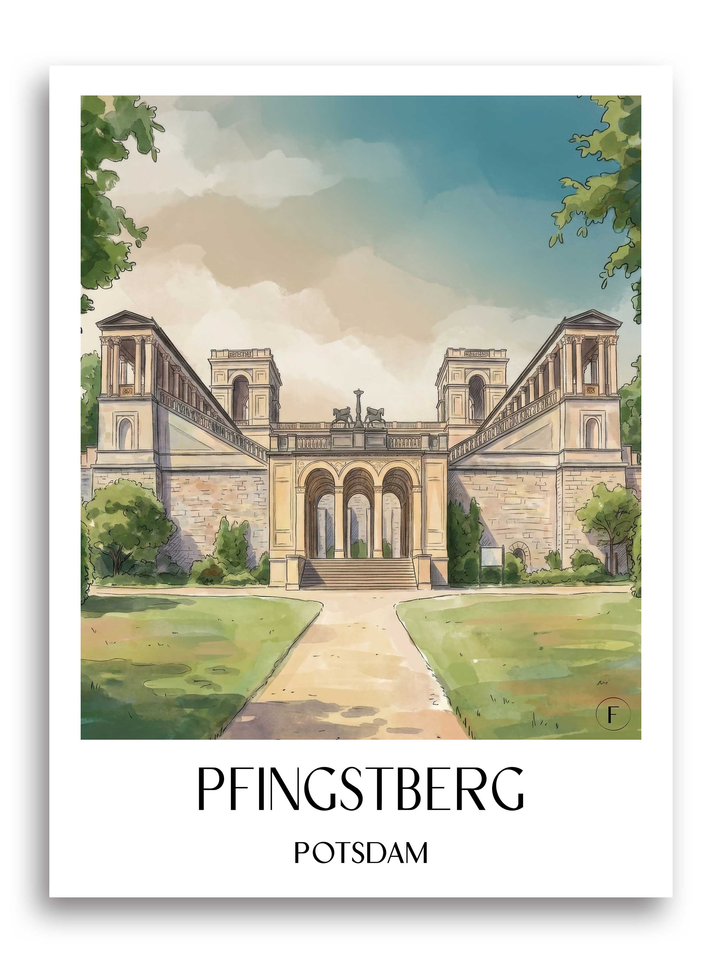 Pfingstberg Poster - Potsdam - Deutschland Kunstdruck - Aquarell von A4 bis A1 - favplace