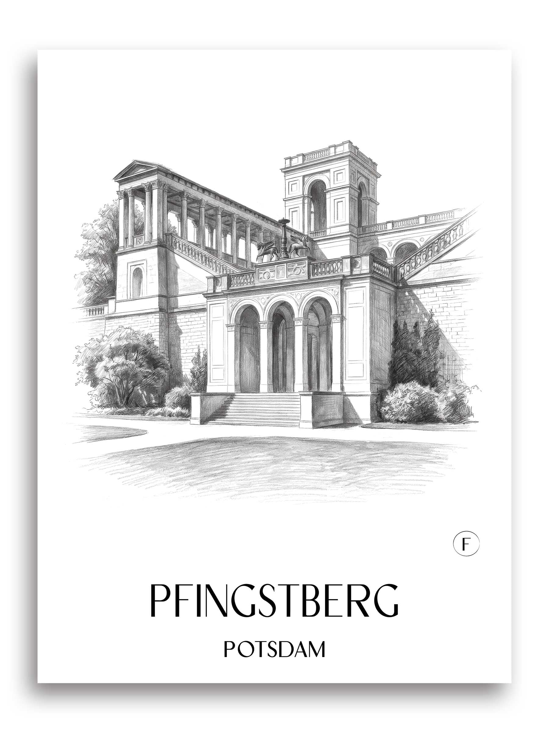 Pfingstberg Poster - Potsdam - Deutschland Kunstdruck - Zeichnung von A4 bis A1