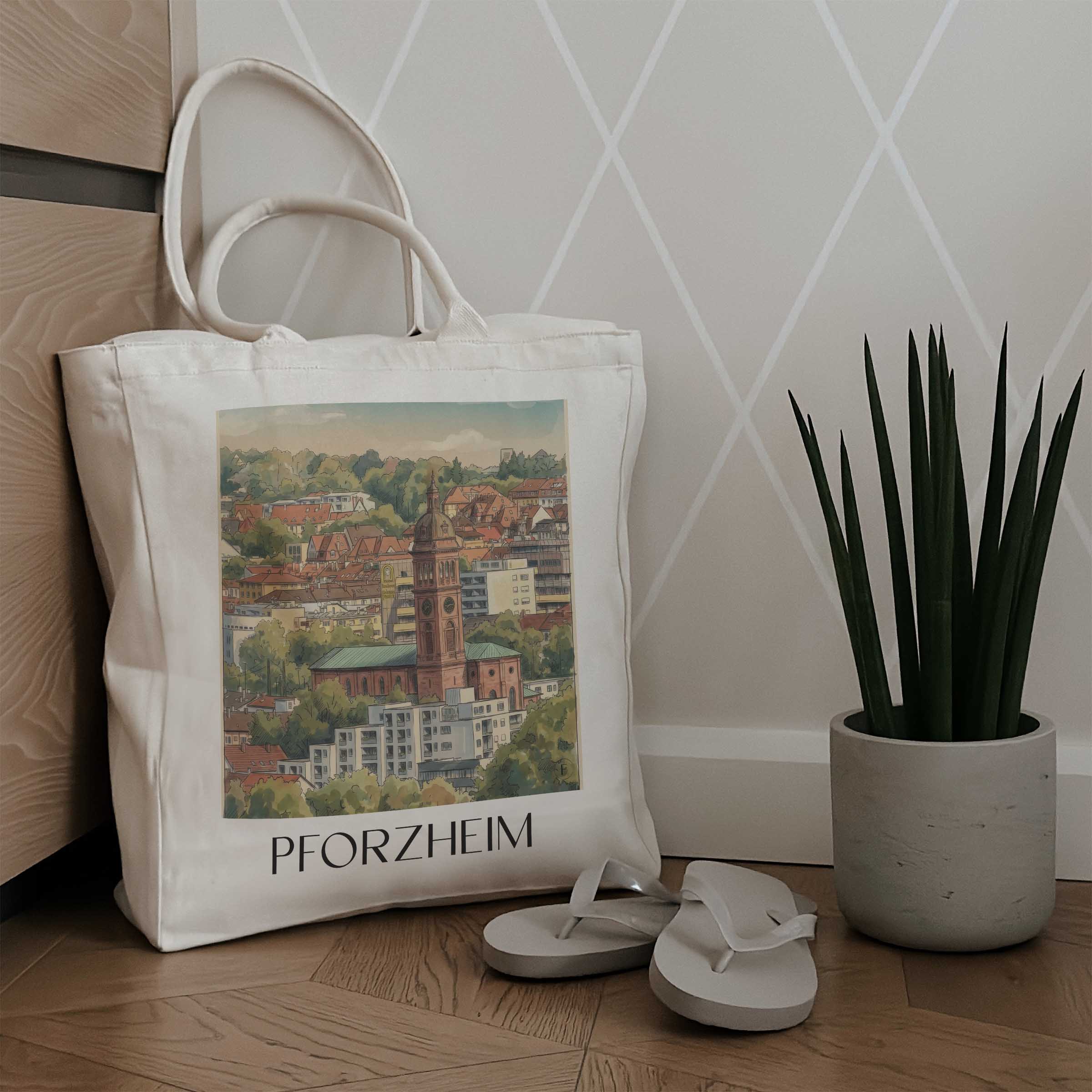 pforzheim-baden-württemberg-deutschland-einkaufstasche-aquarell