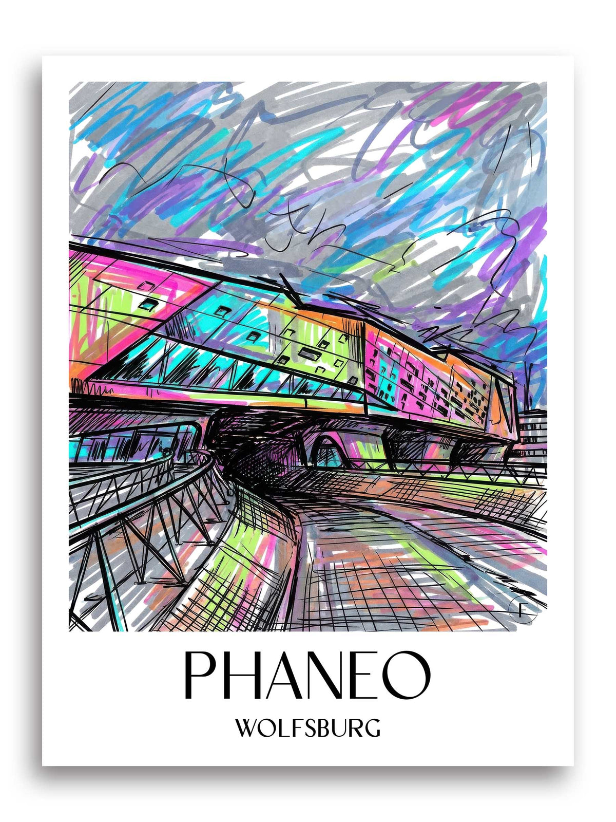Phaneo Poster - Wolfsburg - Deutschland Kunstdruck - Tag Graffiti von A4 bis A1 - favplace