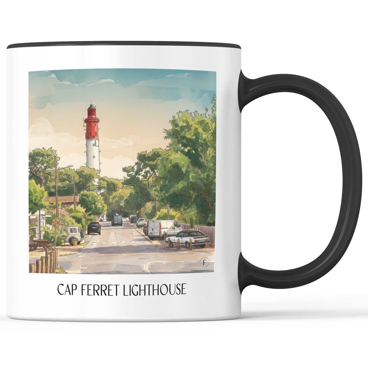 Phare du Cap Ferret Kaffeebecher - Bassin d'Arcachon - Frankreich Becher - Kaffeetasse im Aquarell Stil - favplace