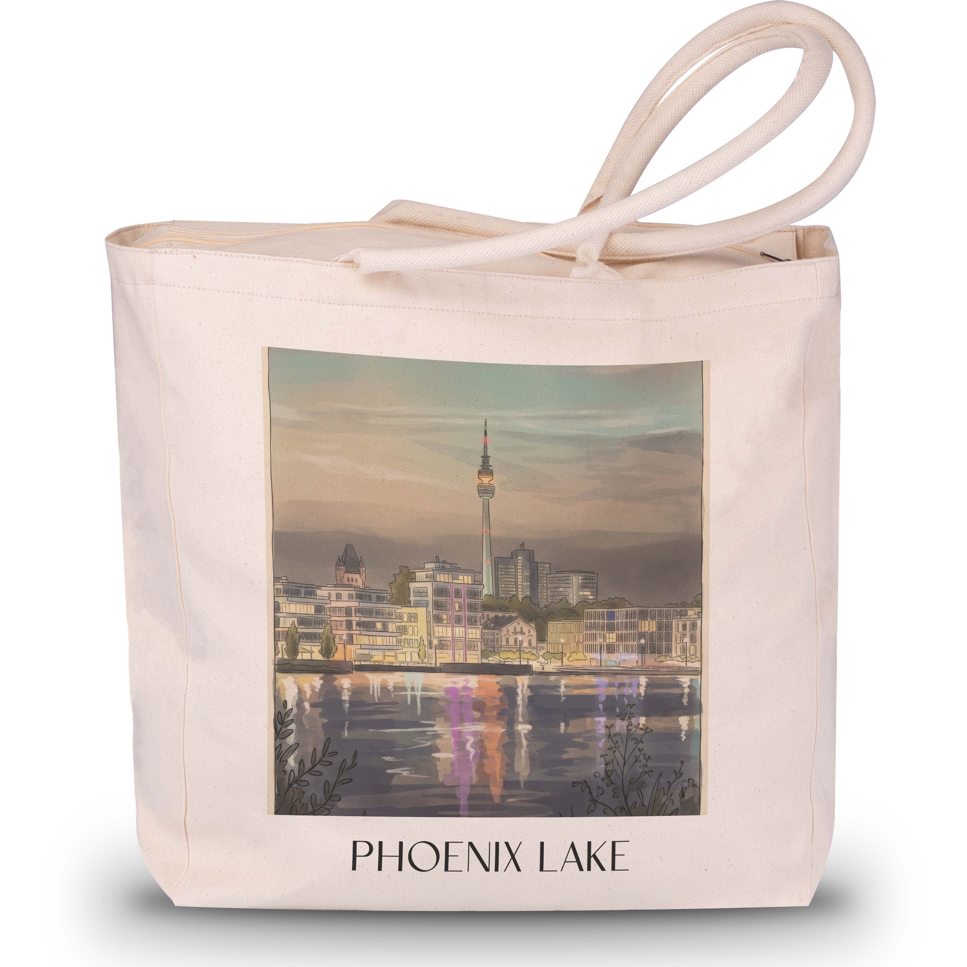 Phoenix See Shopping Tasche - Dortmund - Deutschland Tote Bag - Einkaufstasche im Aquarell Stil - favplace
