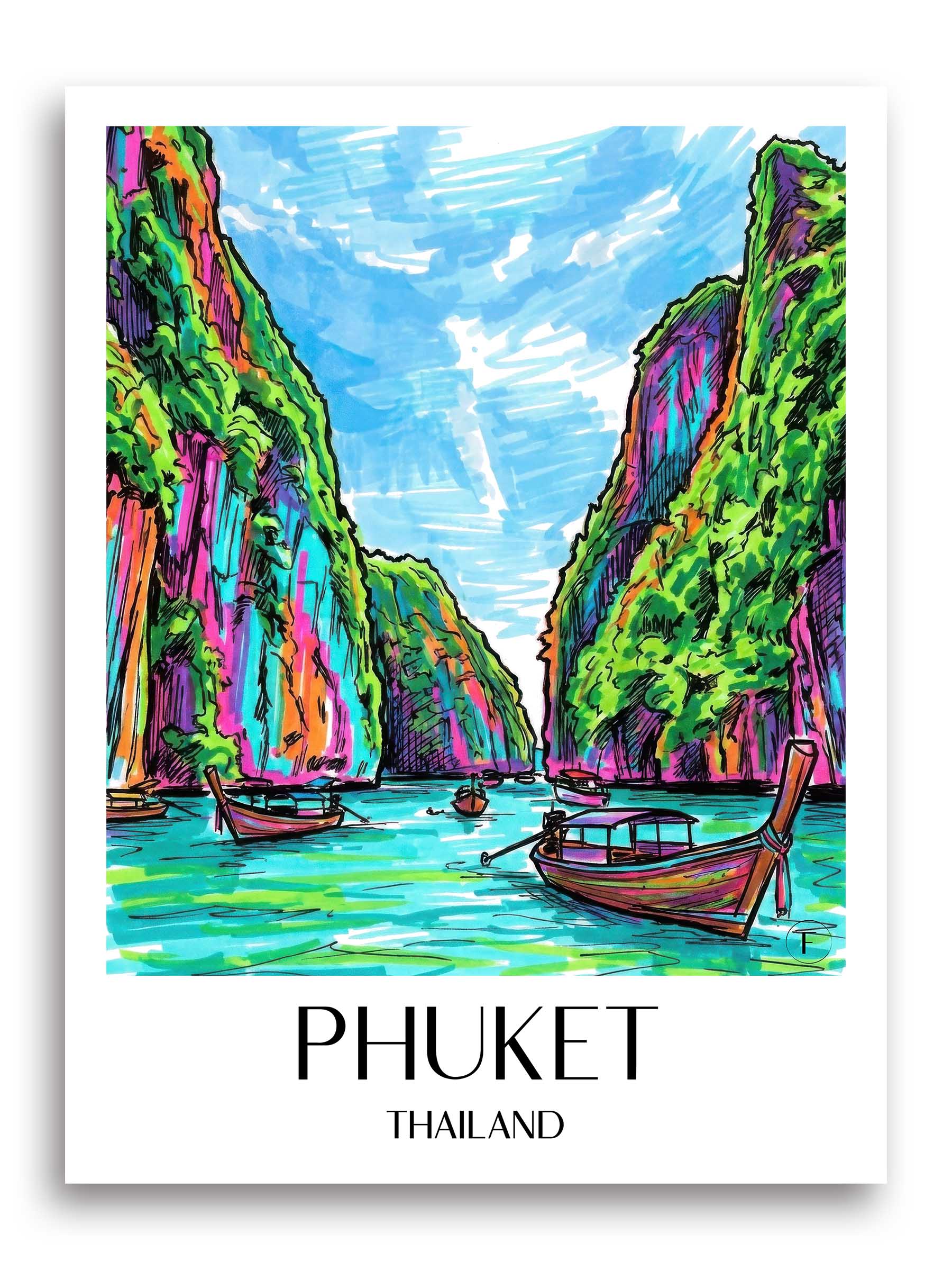 Phuket Poster - - Thailand Kunstdruck - Tag Graffiti von A4 bis A1 - favplace