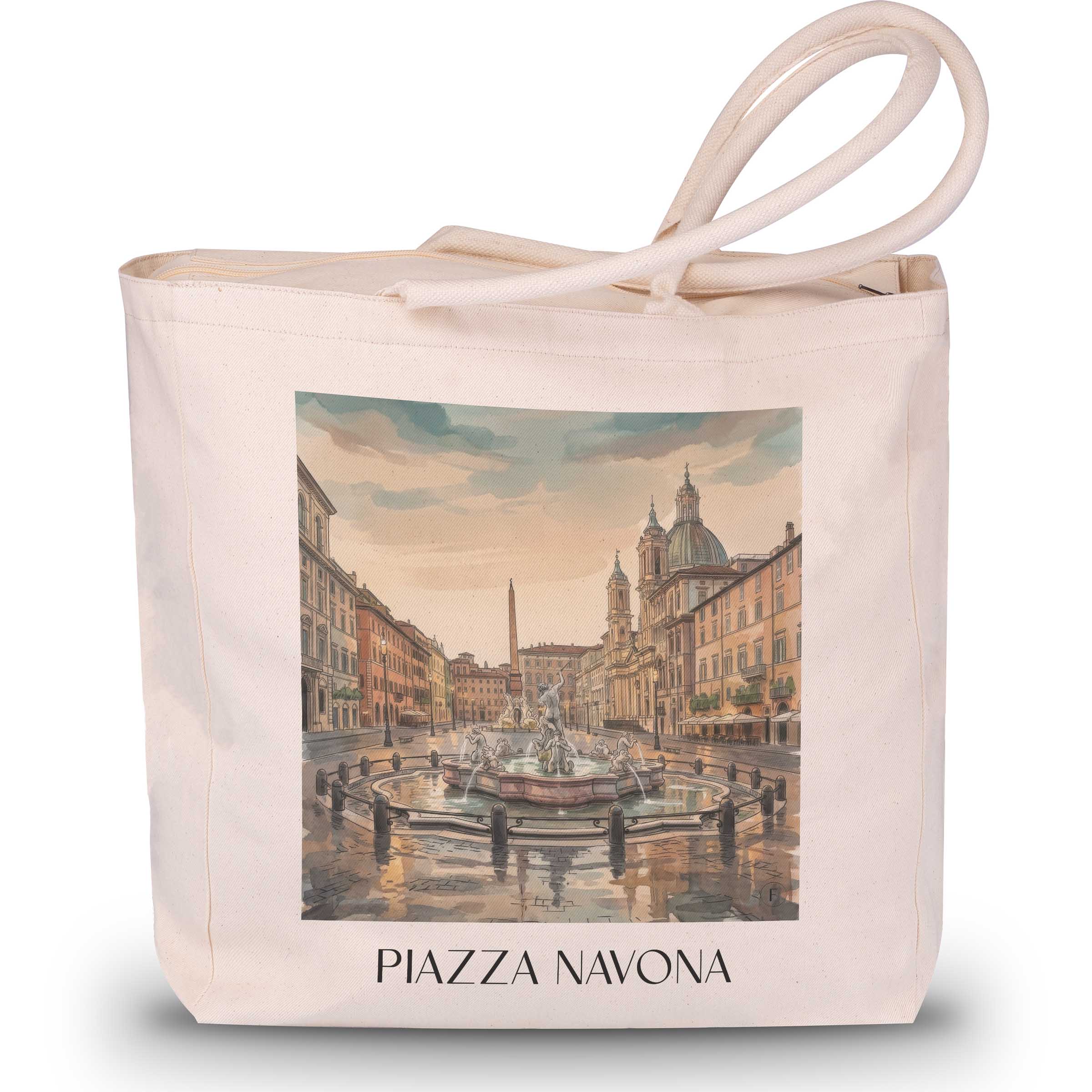 Piazza Navona Shopping Tasche - Rom - Italien Tote Bag - Einkaufstasche im Aquarell Stil - favplace