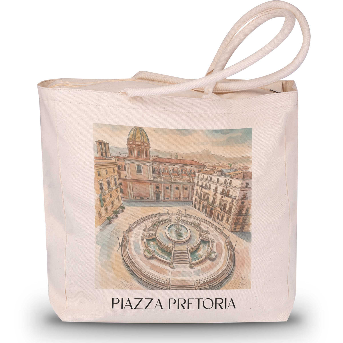 Piazza Pretoria Shopping Tasche - Palermo - Italien Tote Bag - Einkaufstasche im Aquarell Stil - favplace