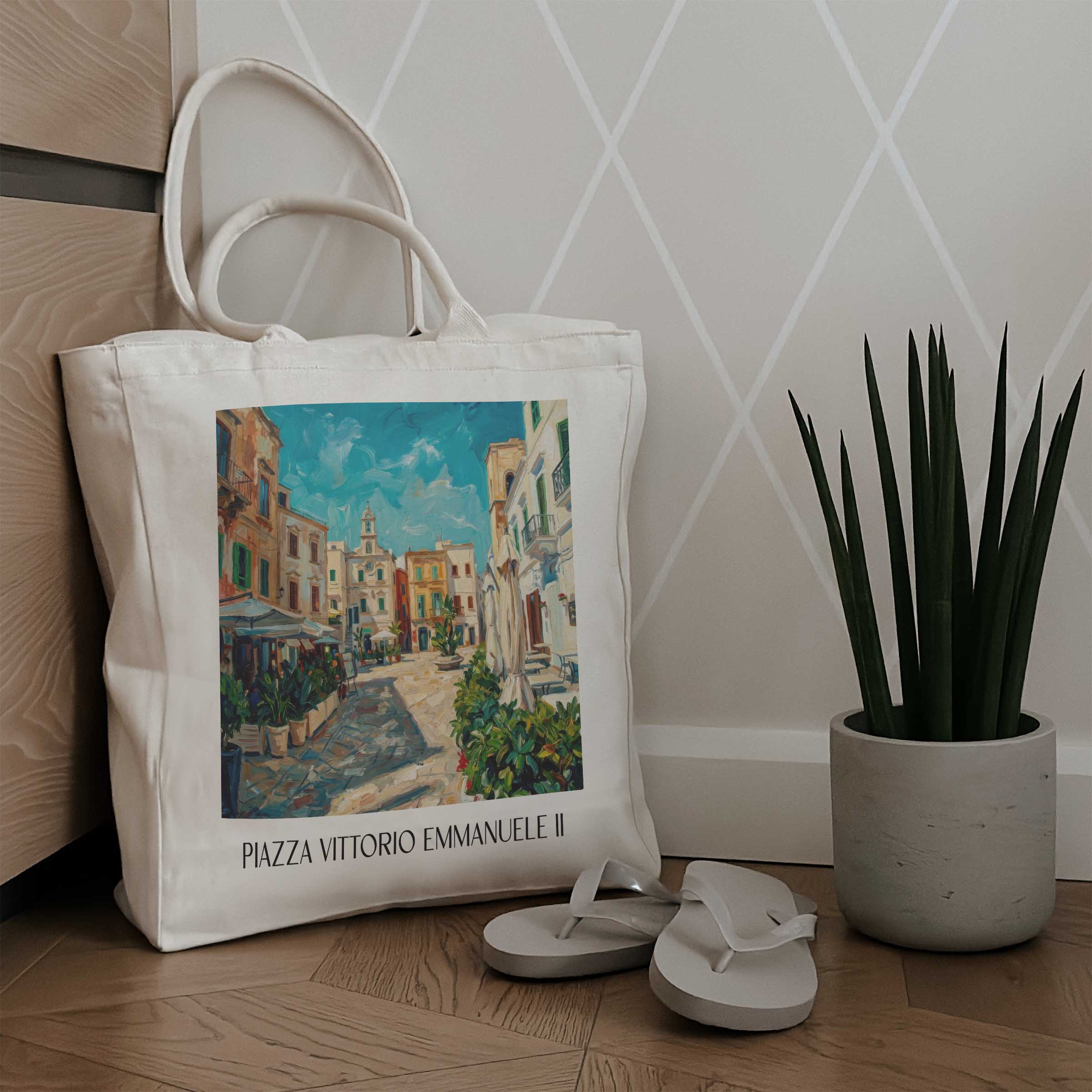 piazza-vittorio-emmanuele-ii-polignano-a-mare-italien-einkaufstasche-oil-painting-oelgemaelde