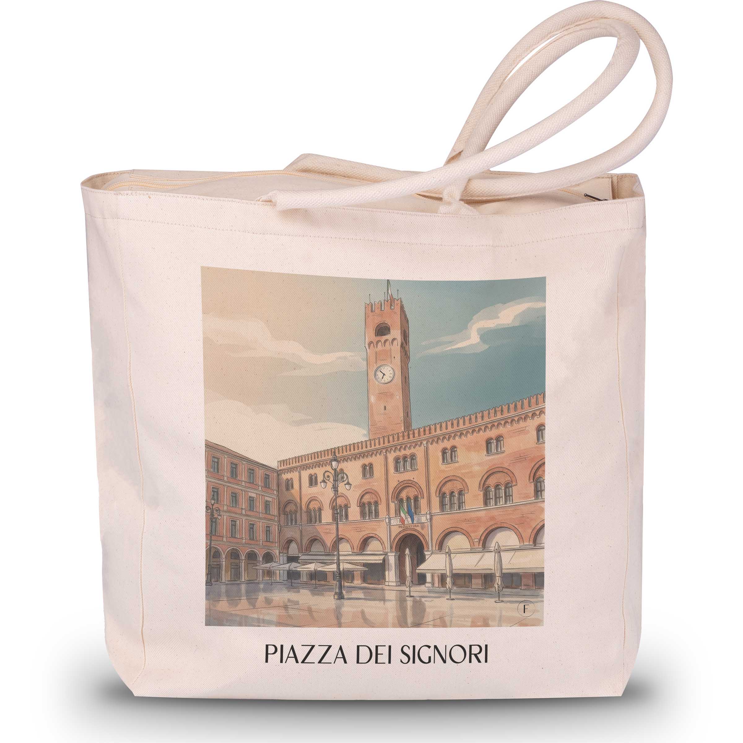 Piazza dei Signori Shopping Tasche - Treviso - Italien Tote Bag - Einkaufstasche im Aquarell Stil - favplace
