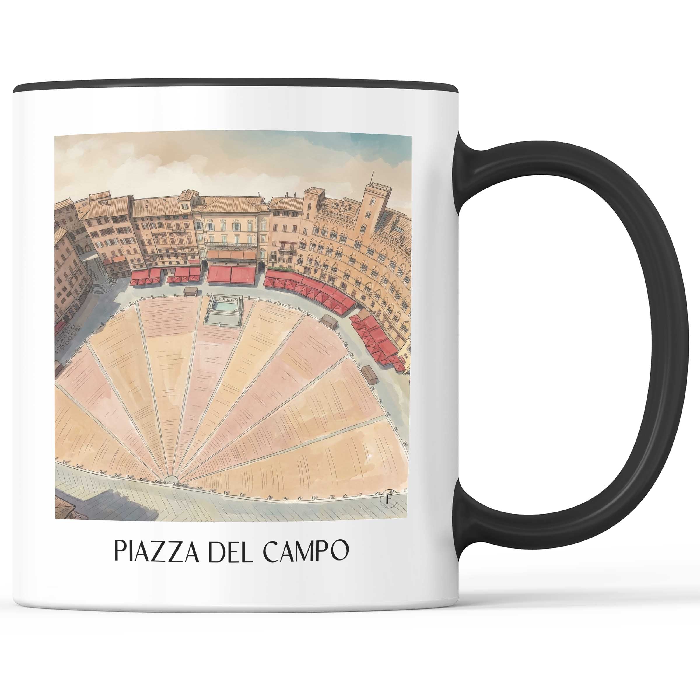 Piazza del Campo Kaffeebecher - Siena - Italien Becher - Kaffeetasse im Aquarell Stil - favplace