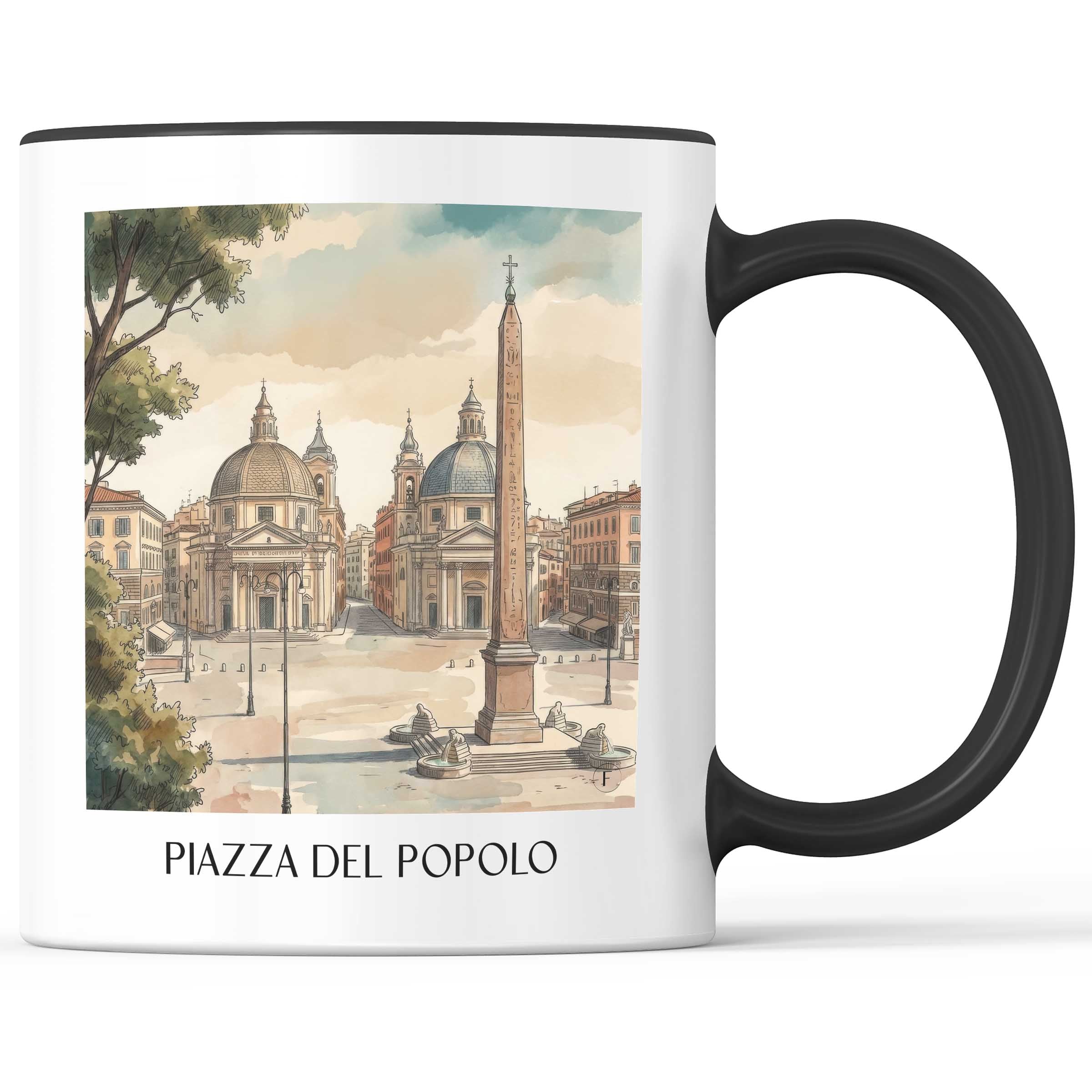 Piazza del Popolo Kaffeebecher - Rom - Italien Becher - Kaffeetasse im Aquarell Stil - favplace